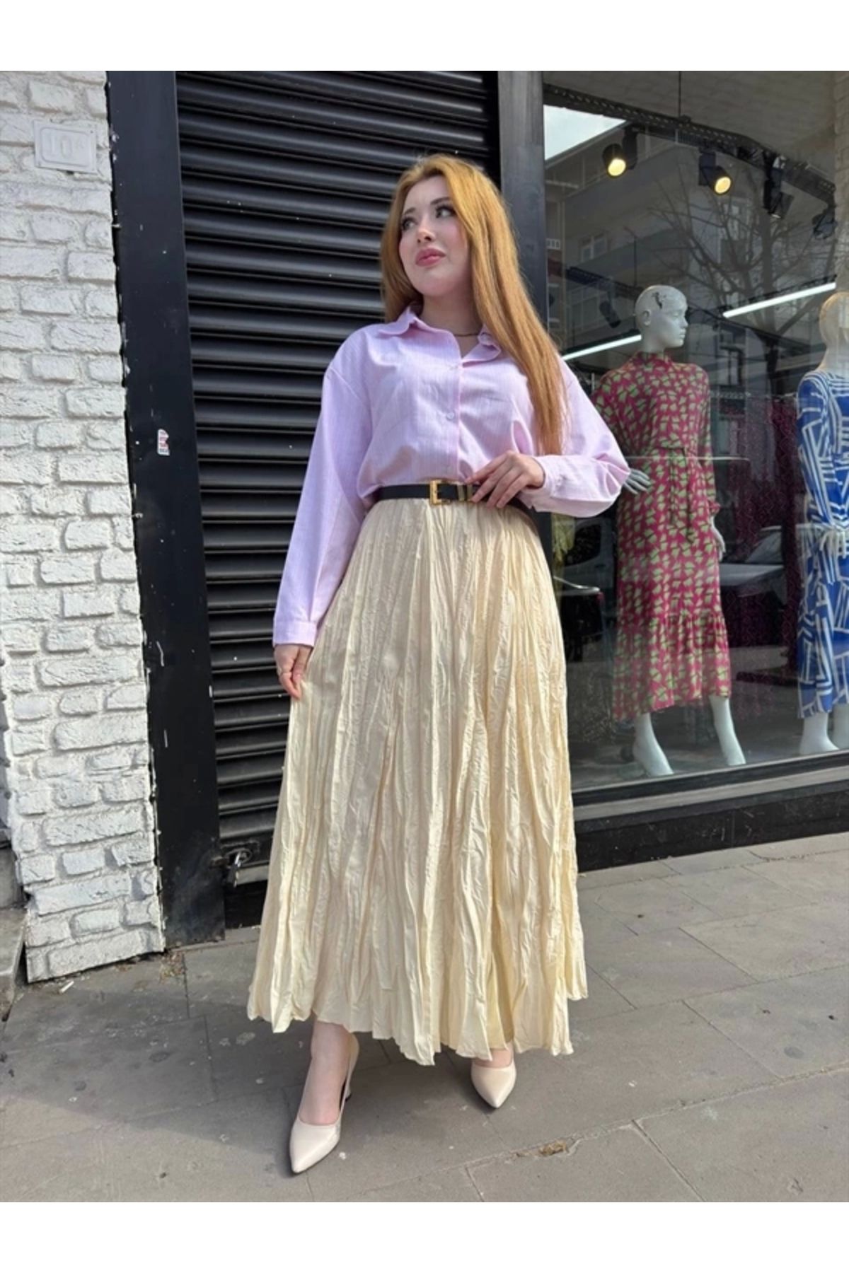 FASHIONLINE Kraş etek krem