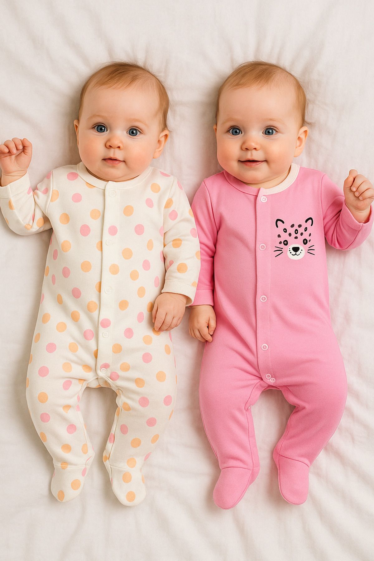 Nimini Kids Yenidoğan Kız Bebek Çıtçıt Kapamalı Tulum ( 2li Tulum )
