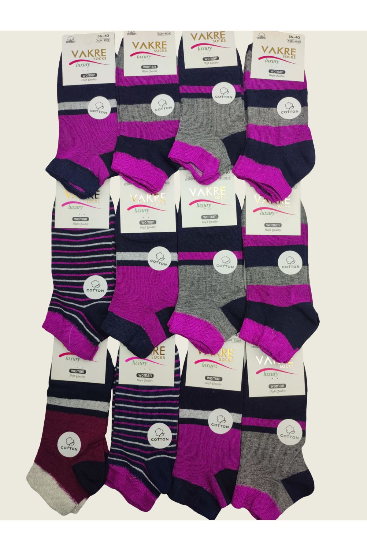 BEYAZTOPTAN %100 COTTON KADIN 12'Lİ RENKLİ PATİK EKONOMİK PAKET KISA SPOR SNEAKERS ÇORAP
