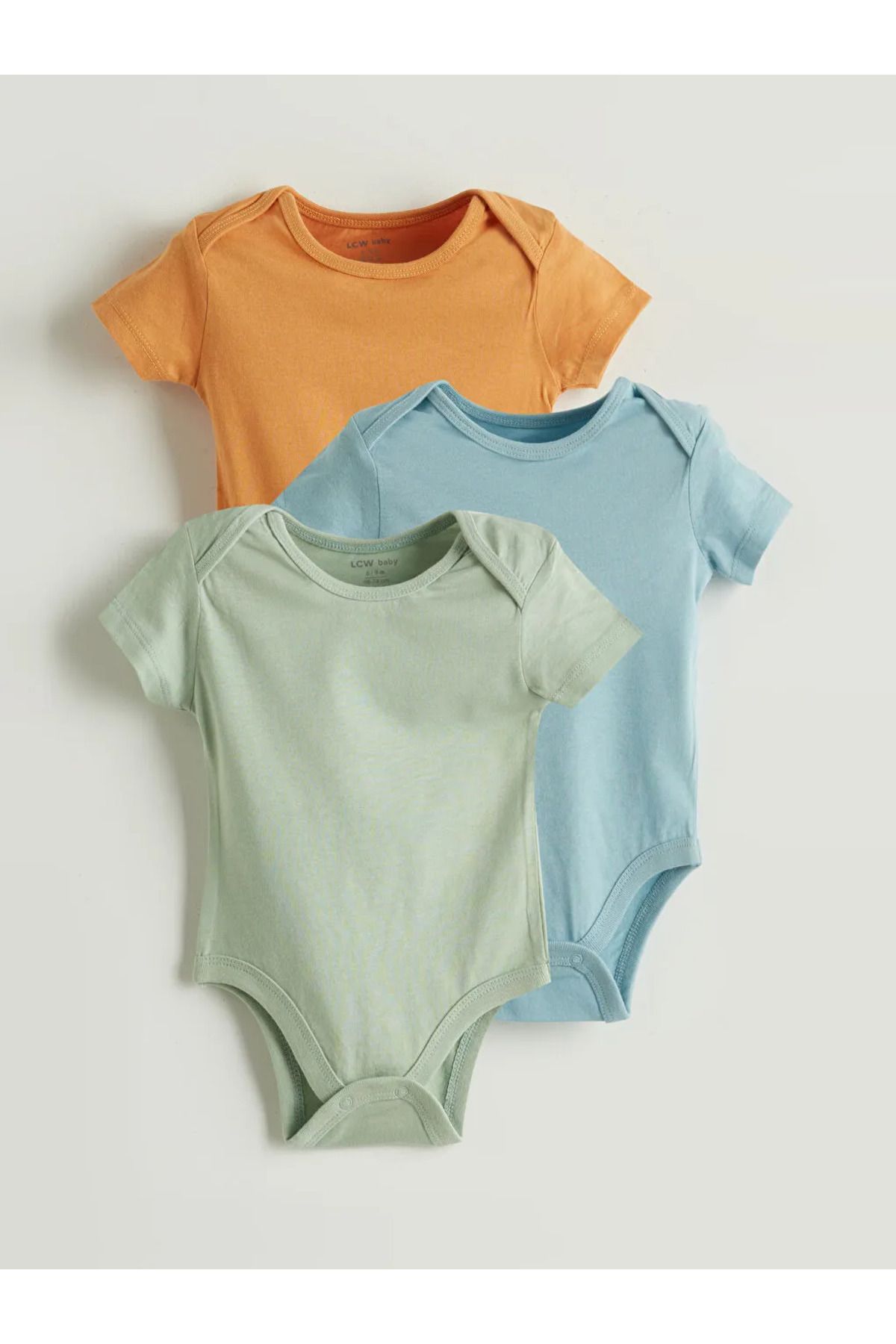 LC Waikiki Yeşil Bisiklet Yaka Basic Erkek Bebek Çıtçıtlı Bodysuit 3'lü - AKRSTORE -