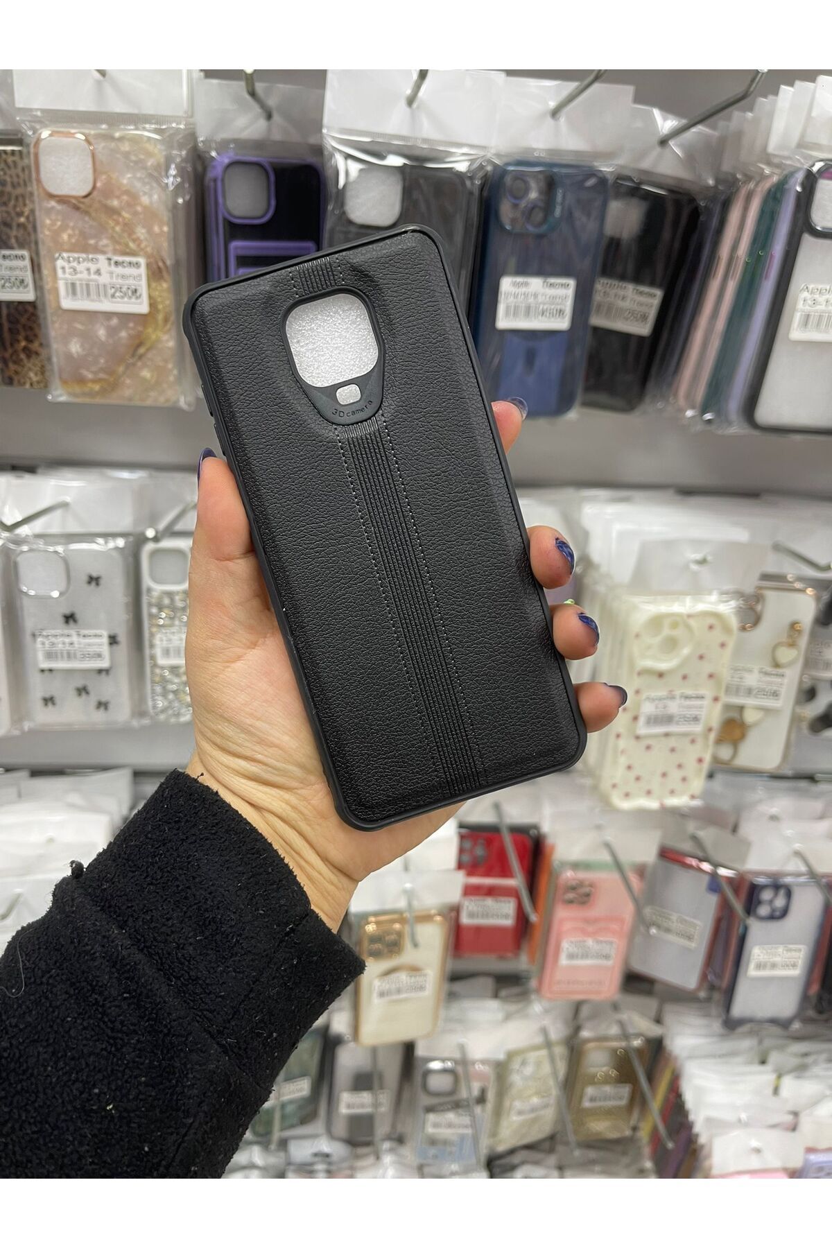 TECNOTREND Redmi Note 9 Pro/Note 9s Uyumlu deri çizgili silikon kılıf