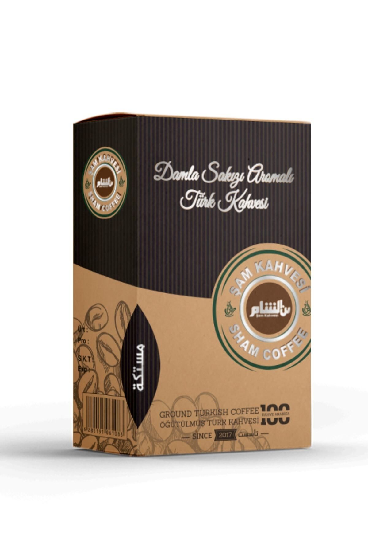 Şam Kahvesi Damla Sakız Aromali Türk Kahvesi ( Çift Kavurma ) Paket 200g × 10 Adet