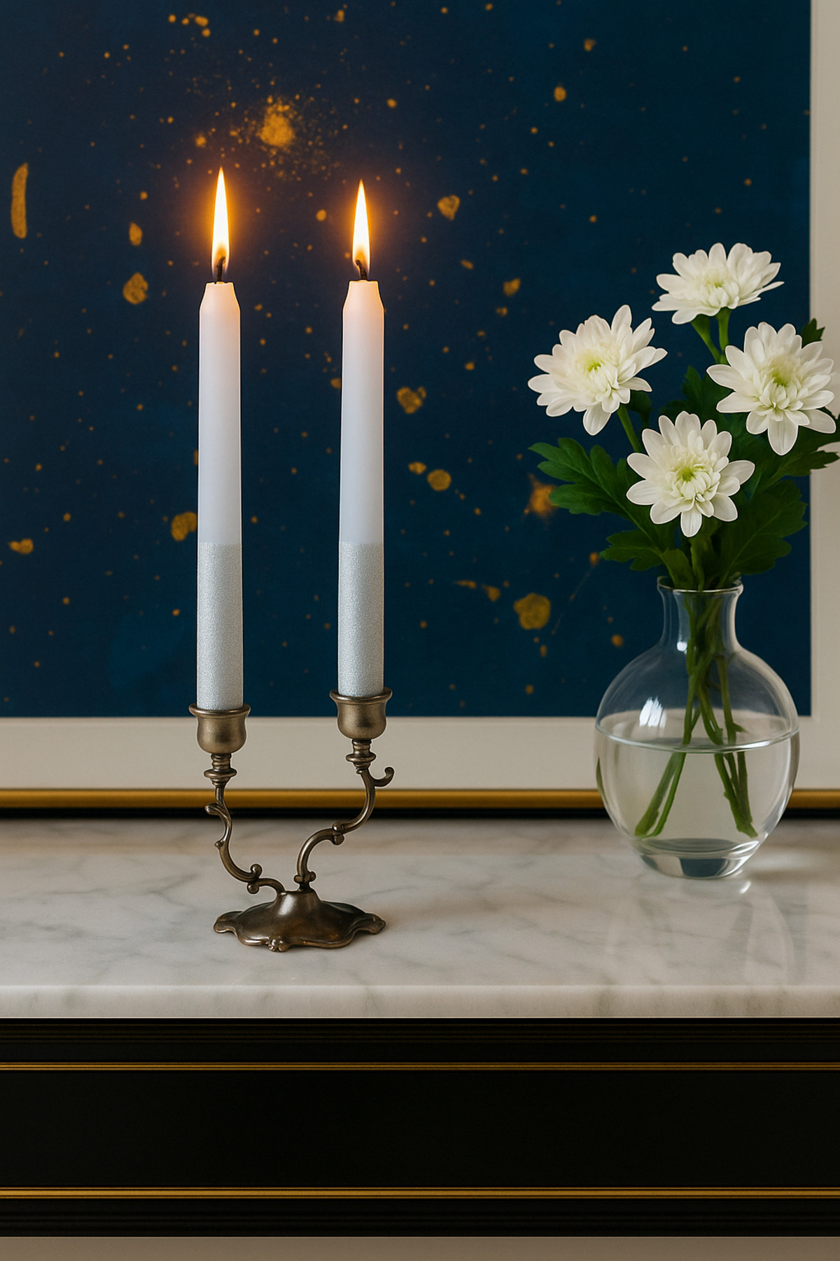 Arma House 4'lü Modern Beyaz Şamdan Mumu 22 Cm