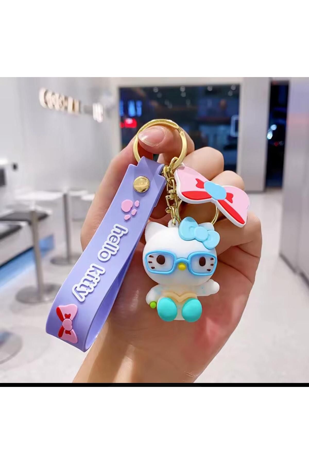 Millania 1 Adet 3D Silikon Sevimli Tatlı Hello Kitty,Anahtarlık Çanta Aksesuarı Büyük Boy Lüks Anahtarlık