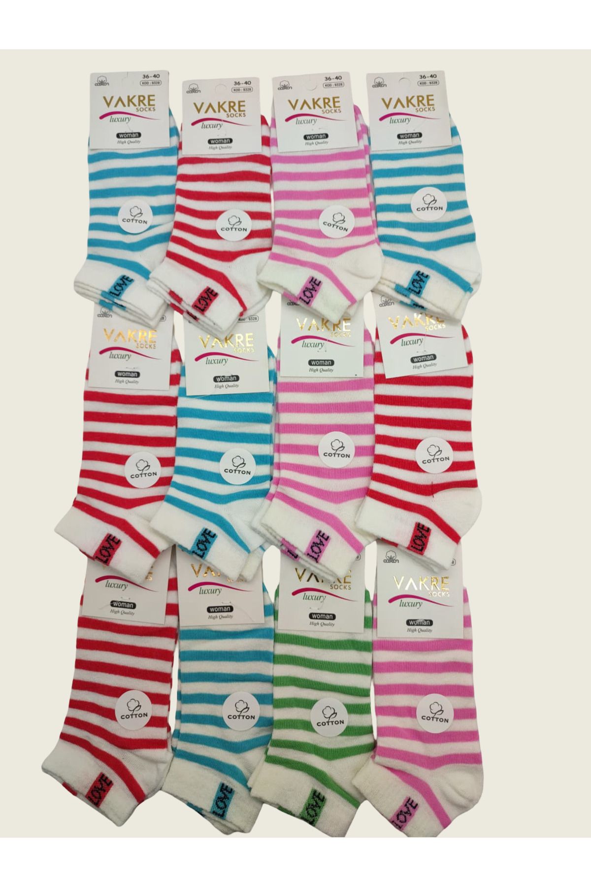 BEYAZTOPTAN %100 COTTON KADIN 12'Lİ RENKLİ PATİK EKONOMİK PAKET KISA SPOR SNEAKERS ÇORAP