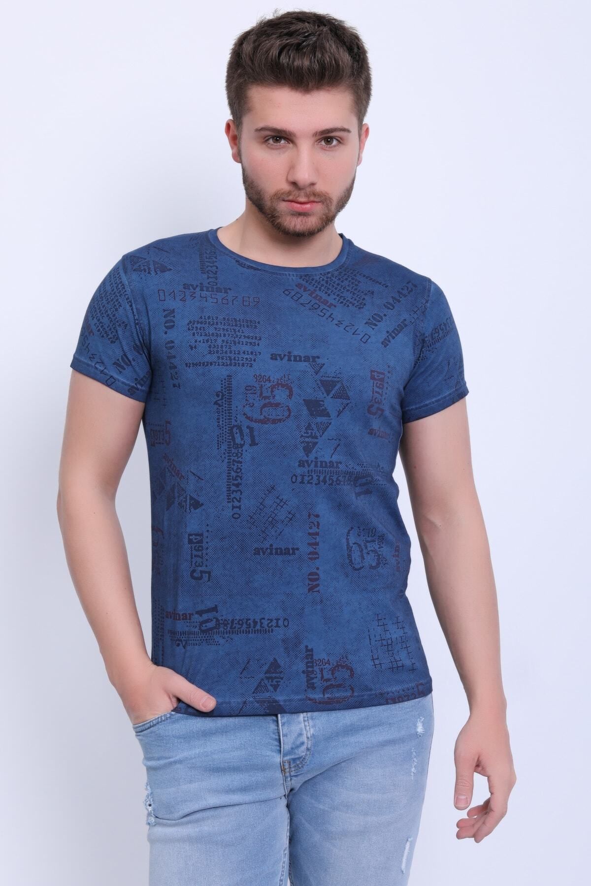 Avinar Unisex Bisiklet Yaka Baskılı Yıkamalı T-shirt
