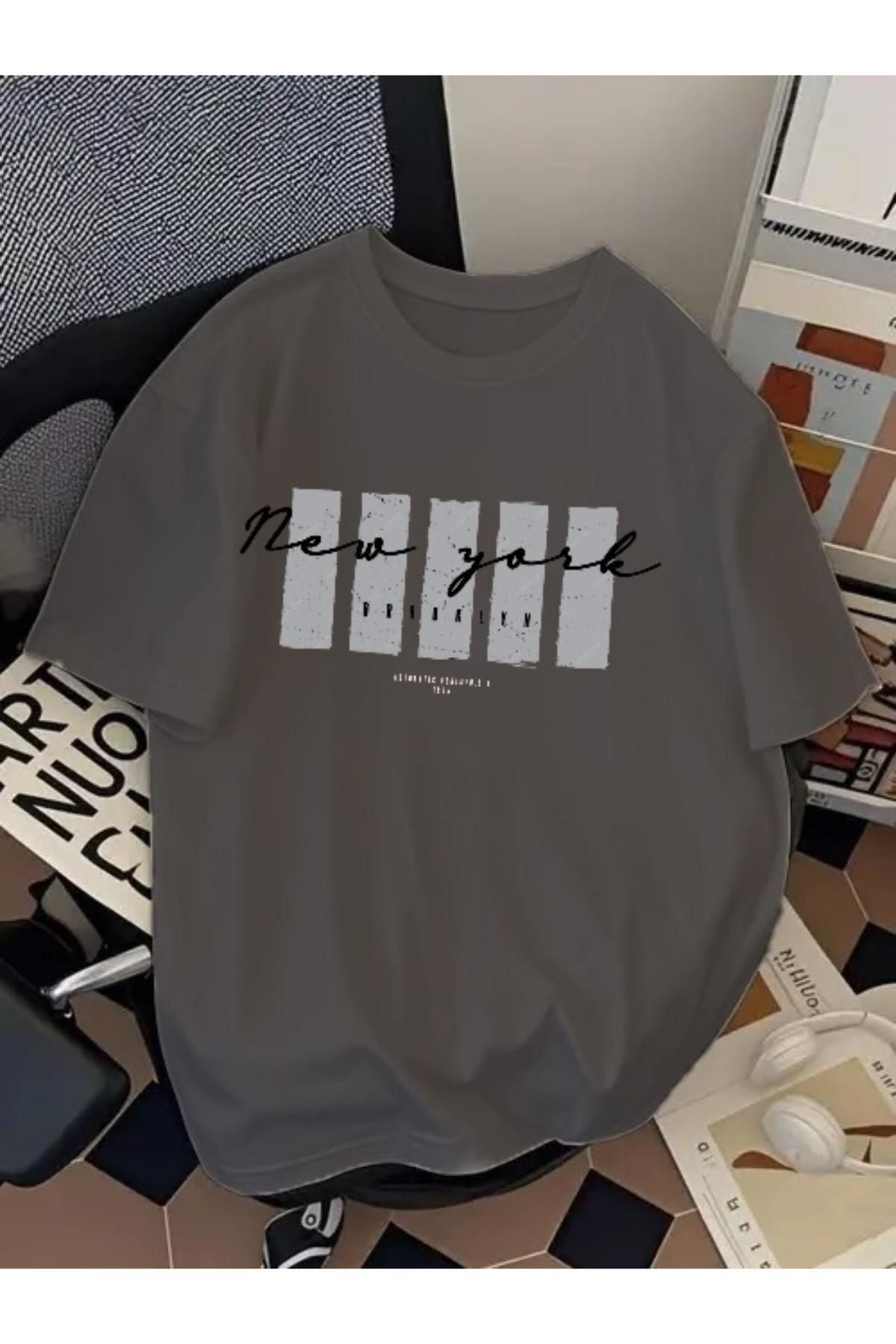 EQİ New York Brooklyn Baskılı Oversize T-Shirt
