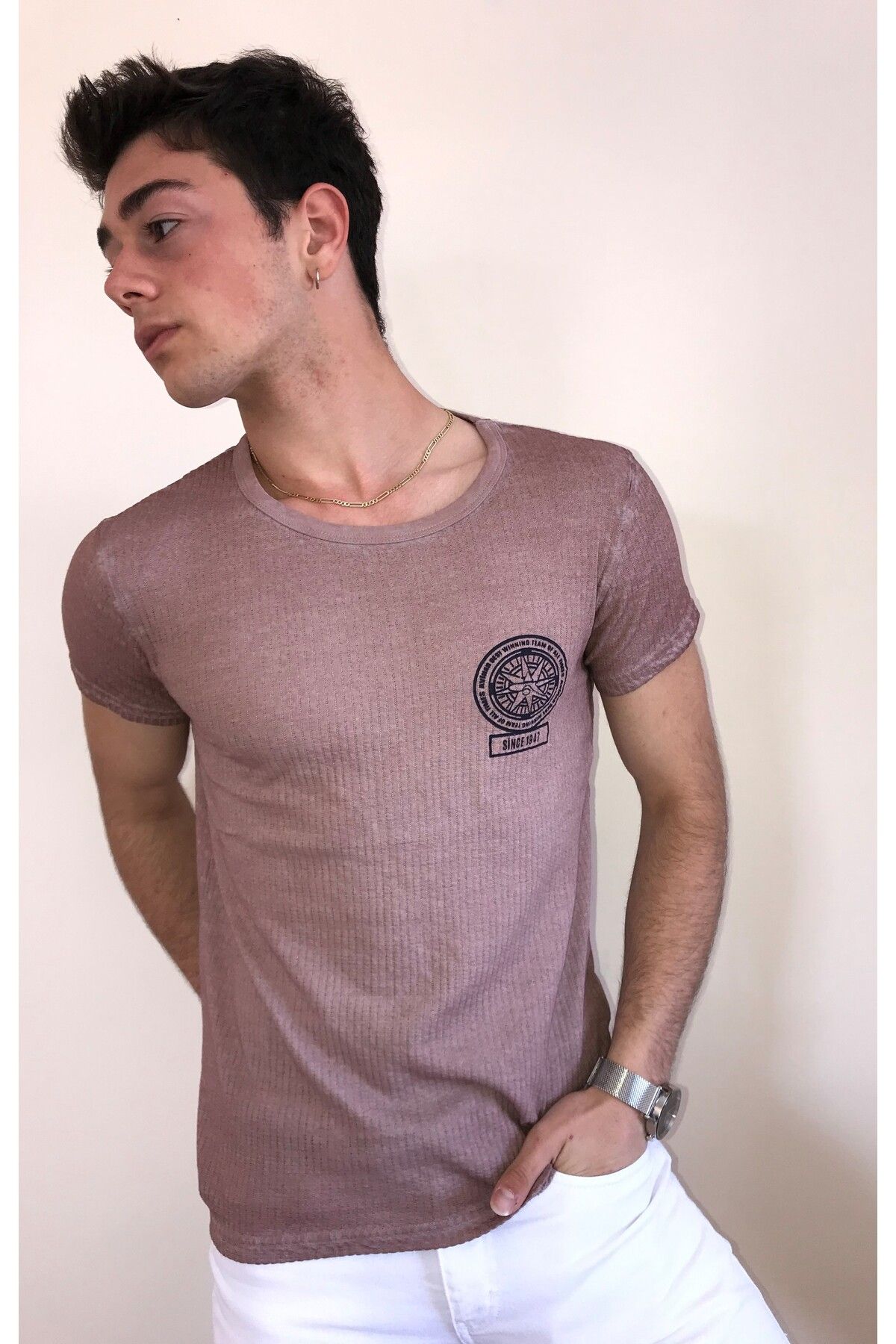 Avinar Unisex Bisiklet Yaka Baskılı Yıkamalı T-shirt
