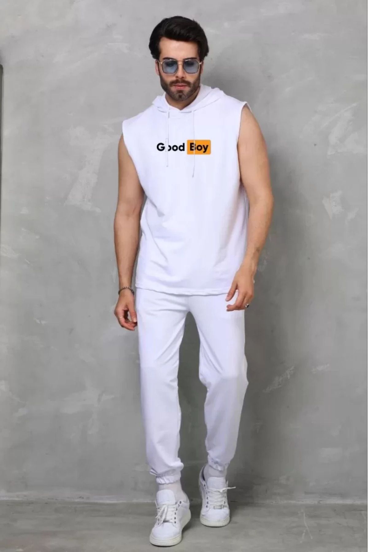 BBbutik ''Good Boy'' Unisex Kapşonlu Kolsuz Oversize Baskılı Tişört