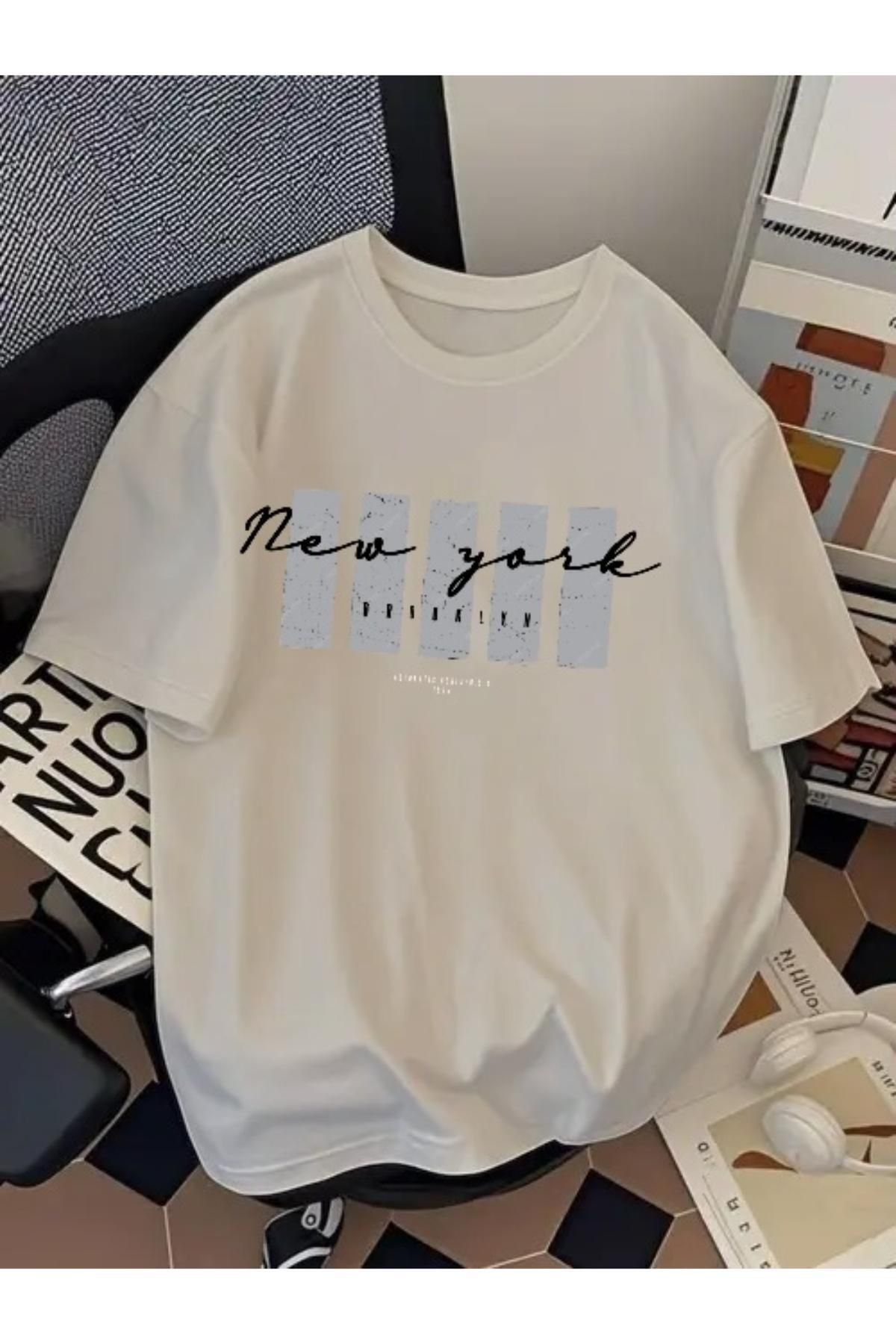 EQİ New York Brooklyn Baskılı Oversize T-Shirt
