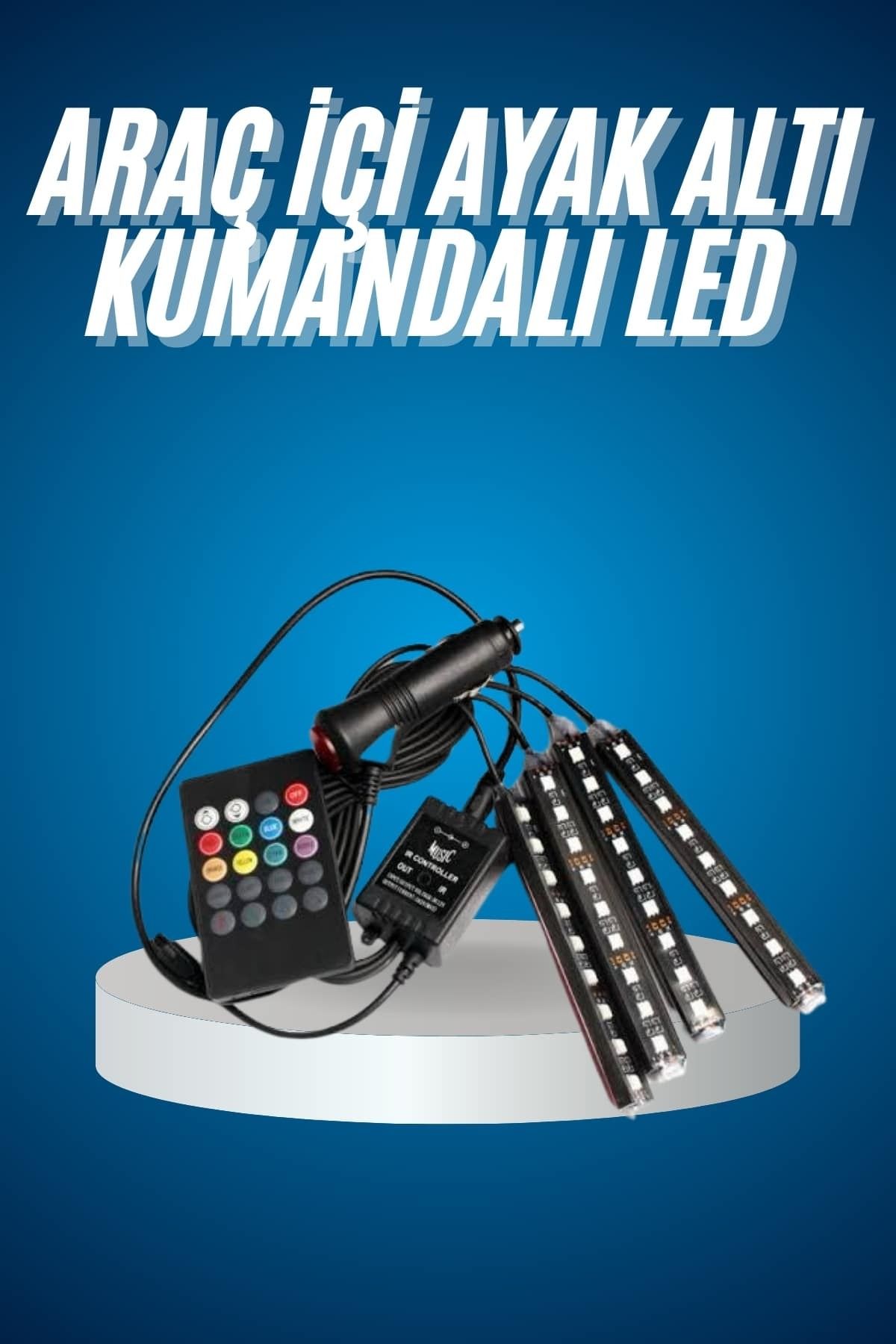 ASTRALTECH Araç Içi Aydınlatma Kumandalı 12 Led Ayak Altı Led Ambiyans Işığı Sese Duyarlı Kumandalı