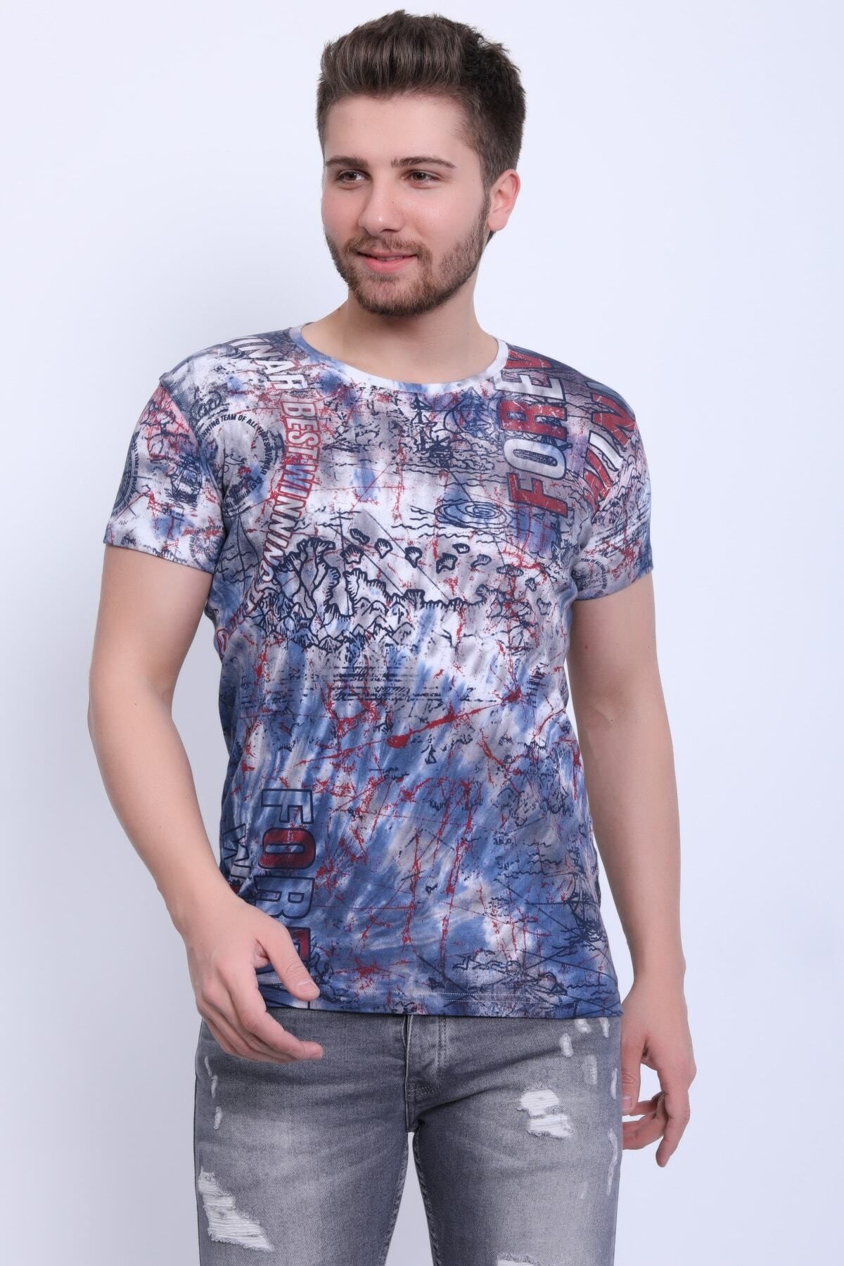 Avinar Unisex Bisiklet Yaka Baskılı Yıkamalı T-shirt