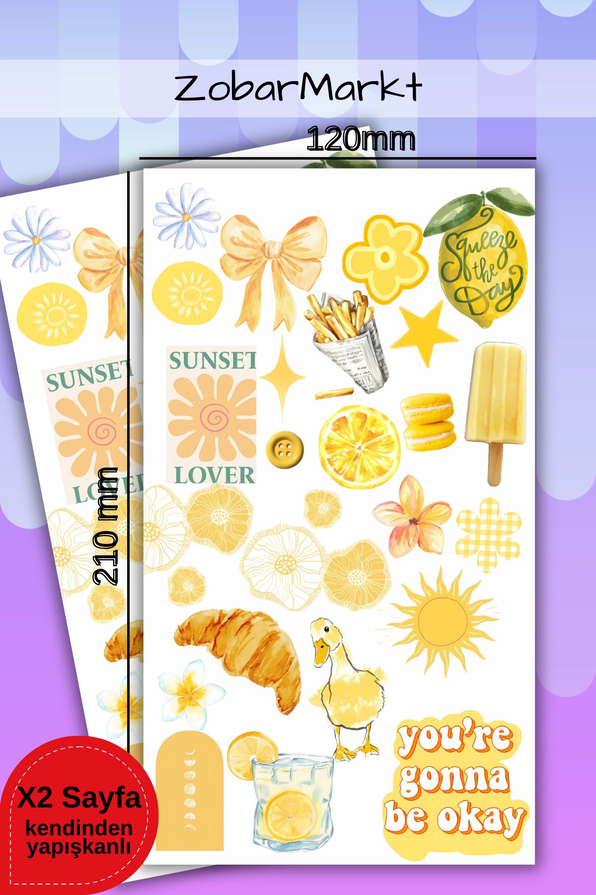 ZobarMarkt ONLINE MARKETING Sunshine Mood Sticker Set (bullet journal- ajanda - laptop)