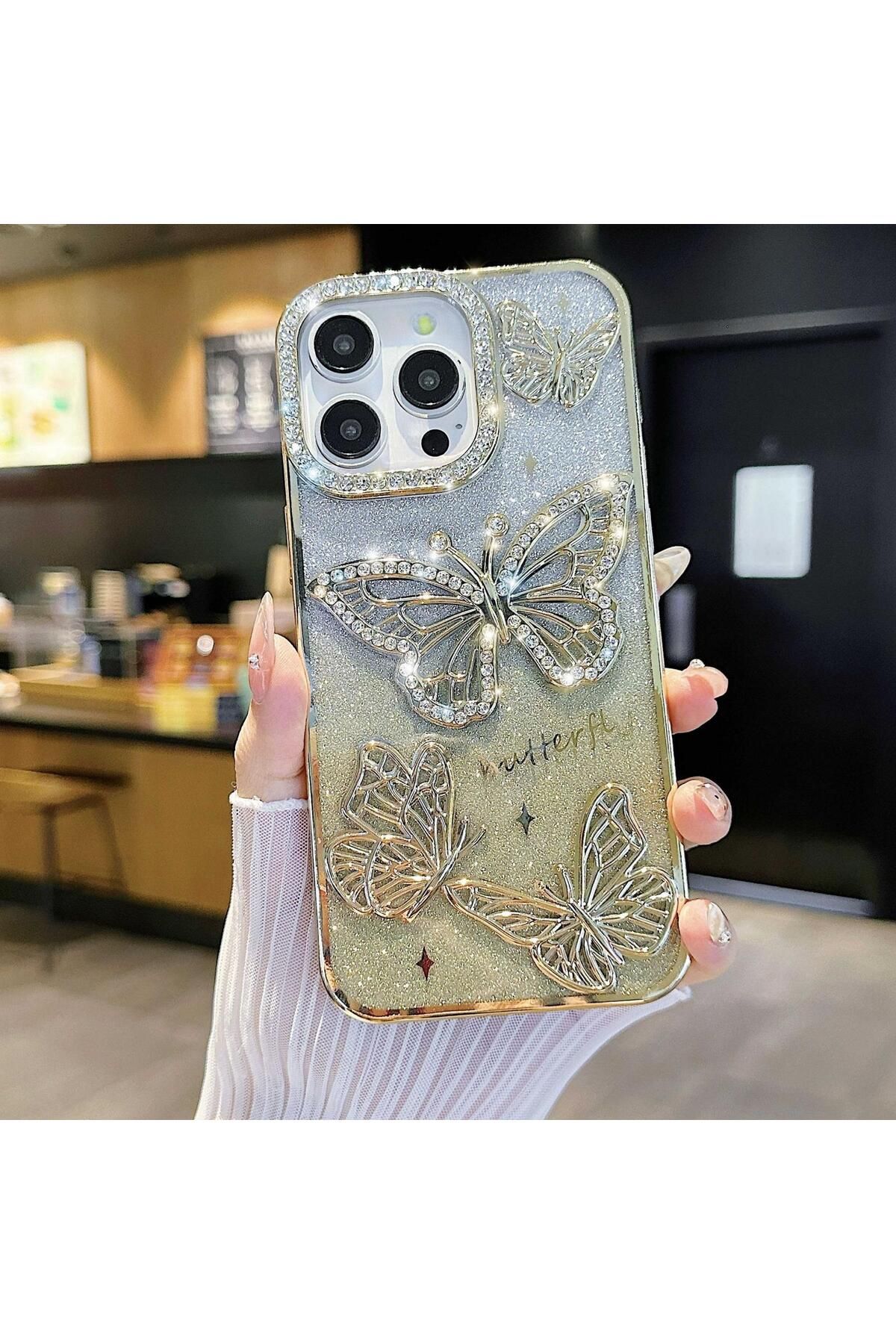 LioTech İphone 16 Pro Taşlı Kelbek Desenli Darbe Emici Özelliğe Sahip Kılıf