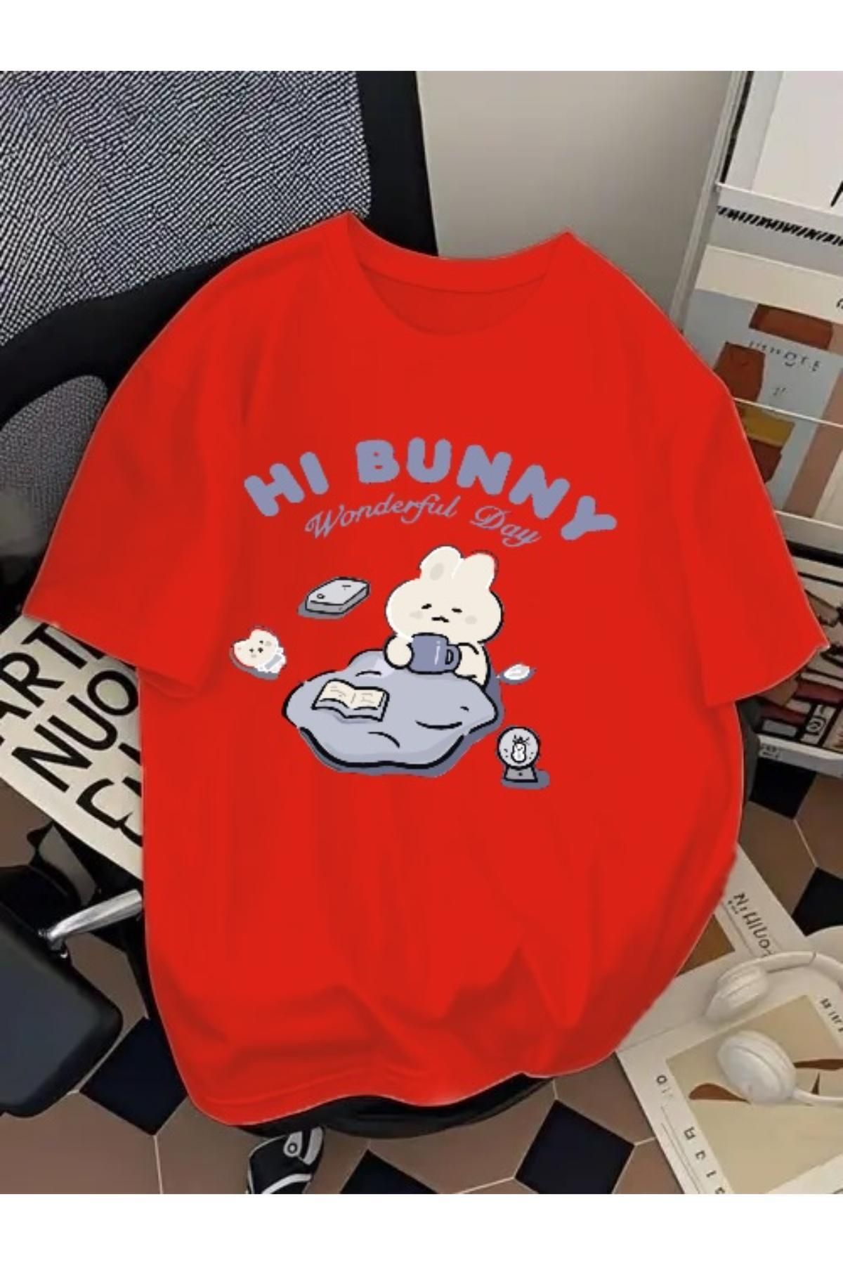 EQİ Hi Bunny Baskılı Oversize T-Shirt