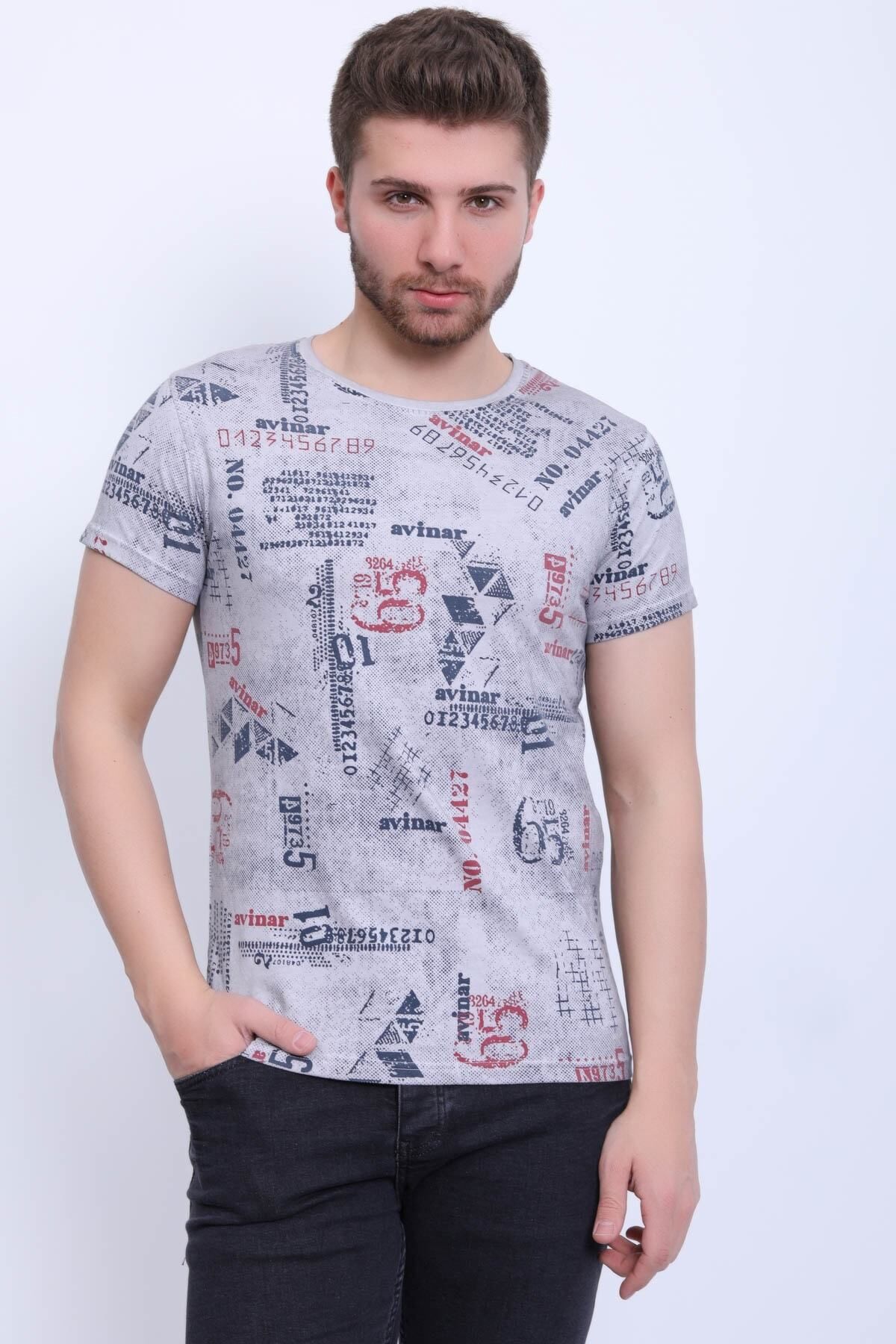 Avinar Unisex Bisiklet Yaka Baskılı Yıkamalı T-shirt