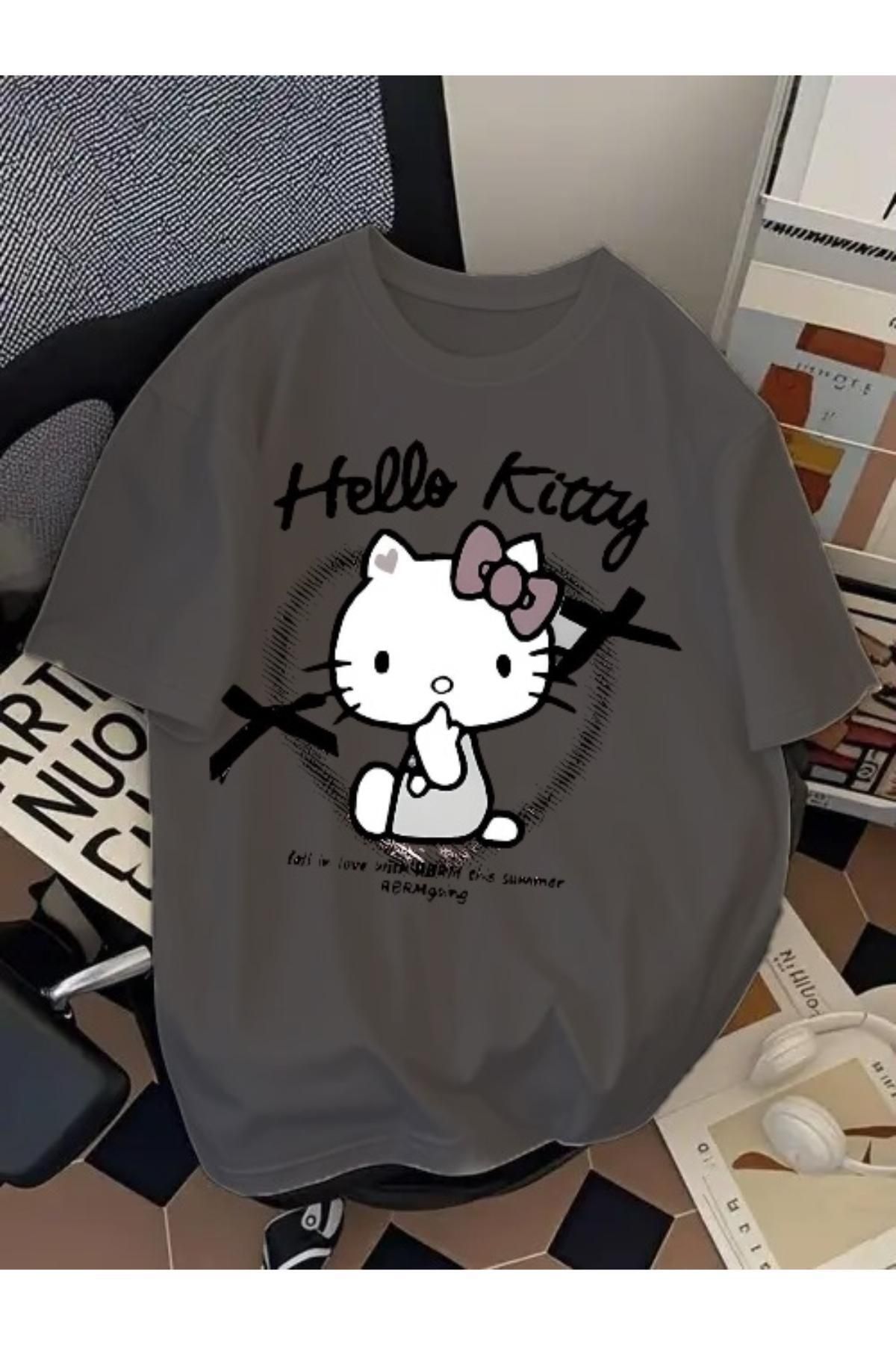 EQİ Hello Kitty Baskılı Oversize T-Shirt