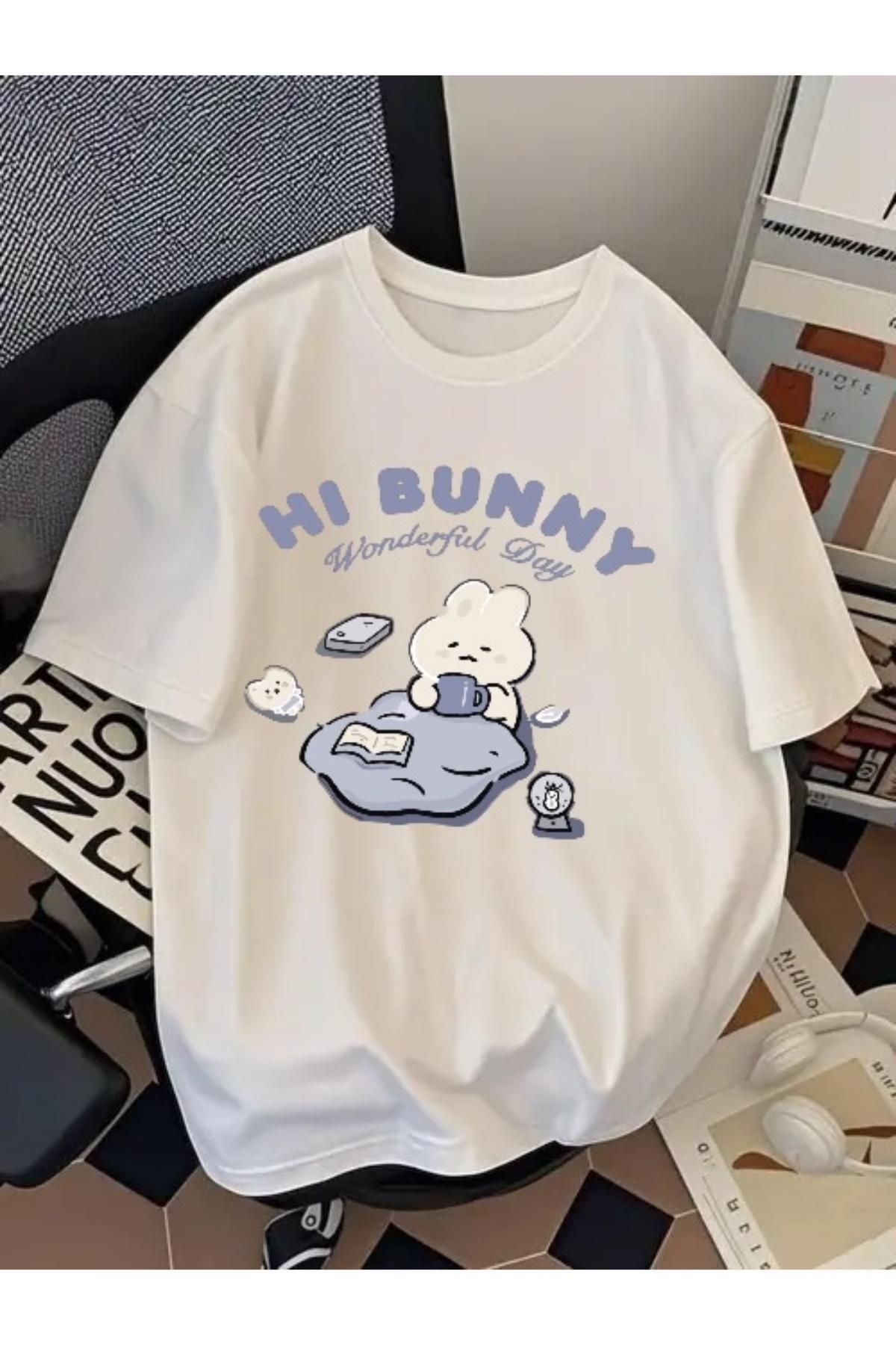 EQİ Hi Bunny Baskılı Oversize T-Shirt
