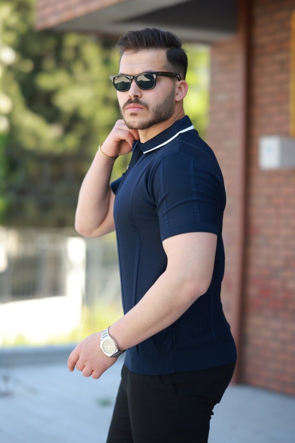 Albayrak Erkek Yakalı Fermuarlı Kısa Kollu T-shirt