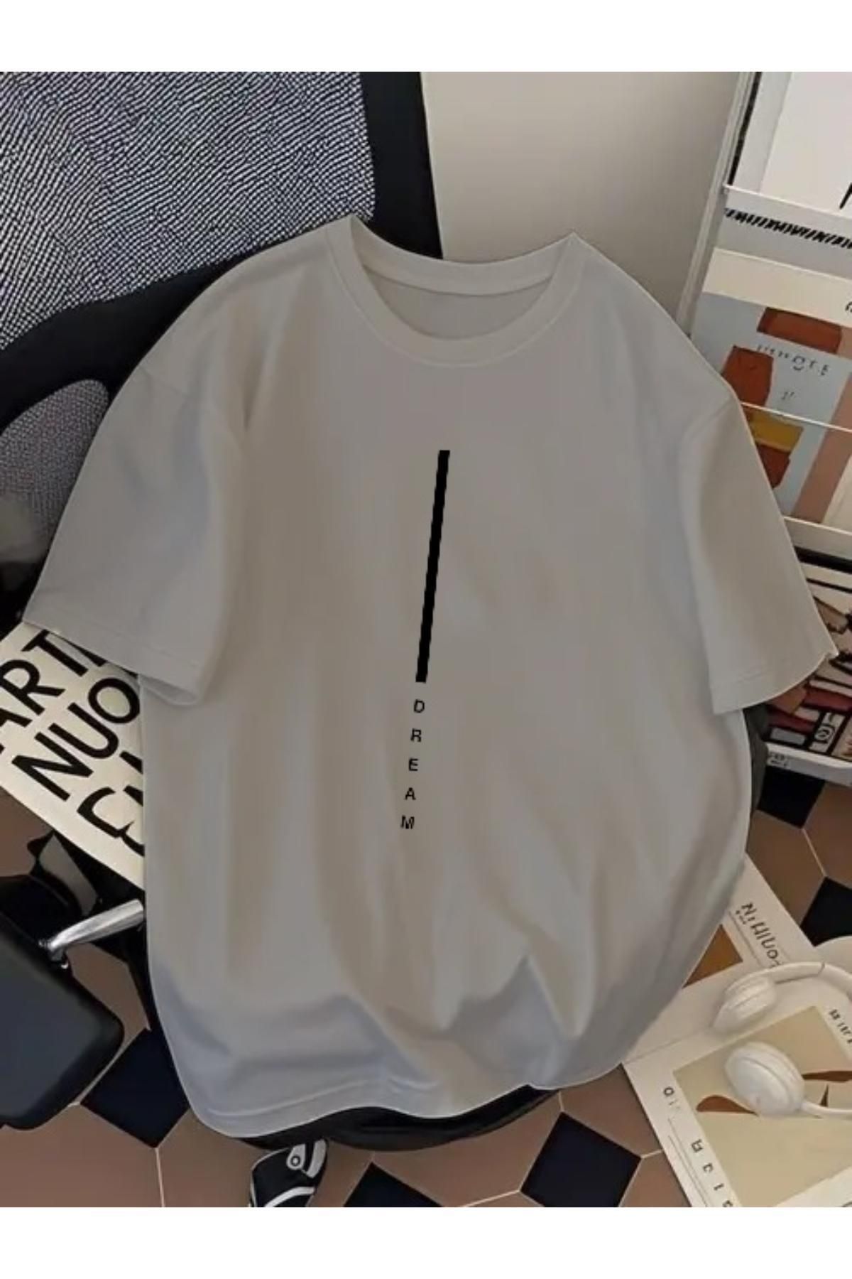 EQİ Dream Siyah Çizgi Baskılı Oversize T-Shirt