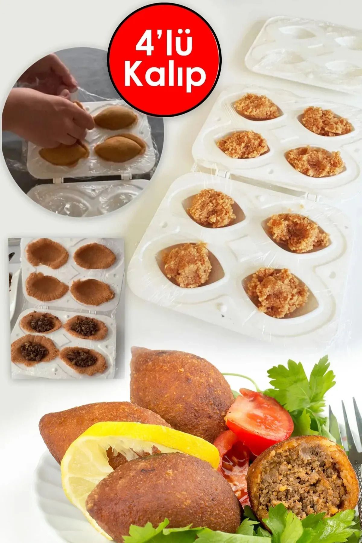 Entude 4'lü Pratik İçli Köfte Kalıbı Kolay Şekillendirme