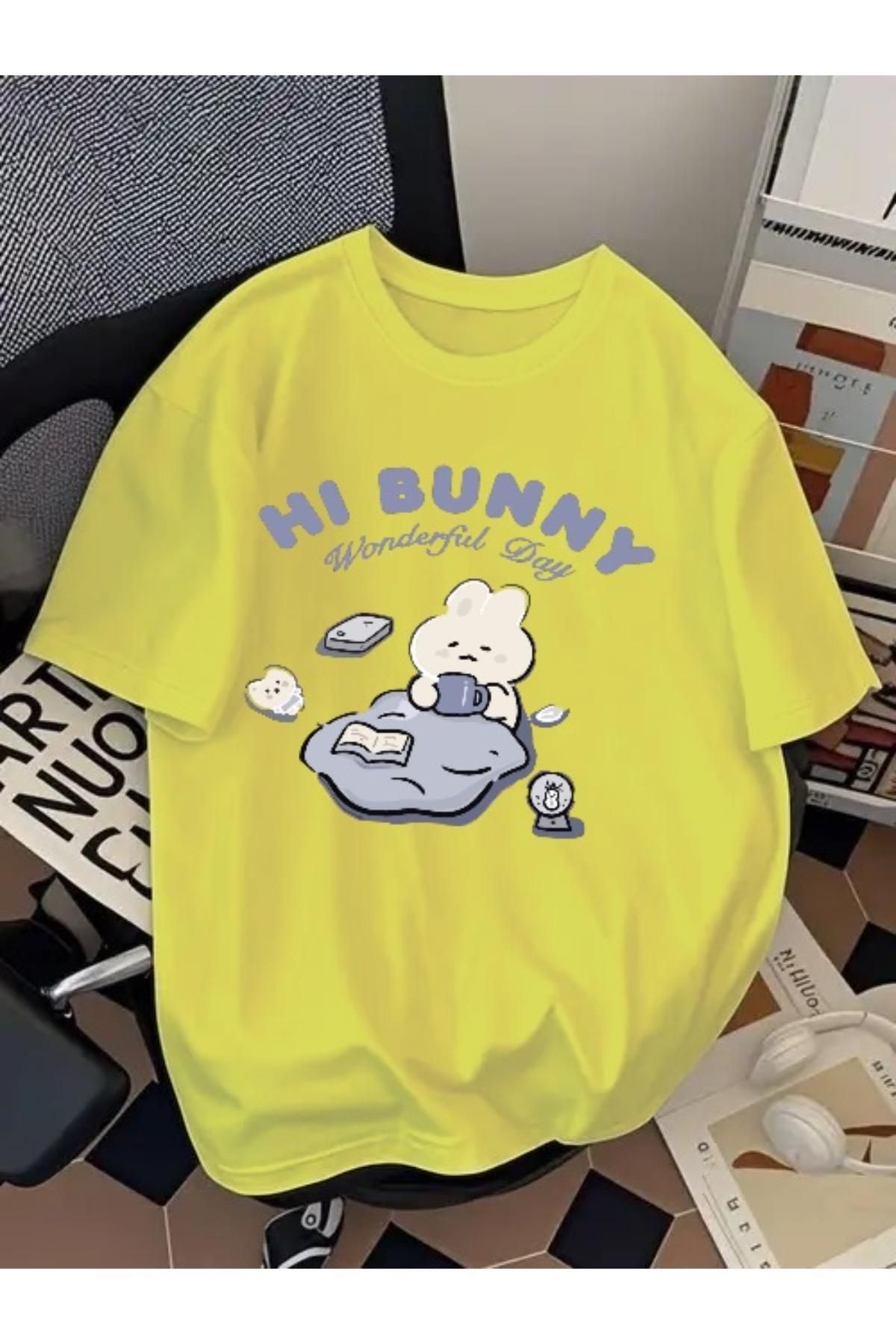 EQİ Hi Bunny Baskılı Oversize T-Shirt