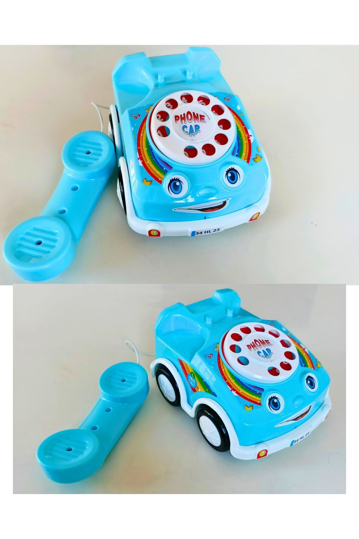 Hilal Baby Toys Çevirmeli Arabalı Oyuncak Telefon-sevimli gülen nostaljik telefon