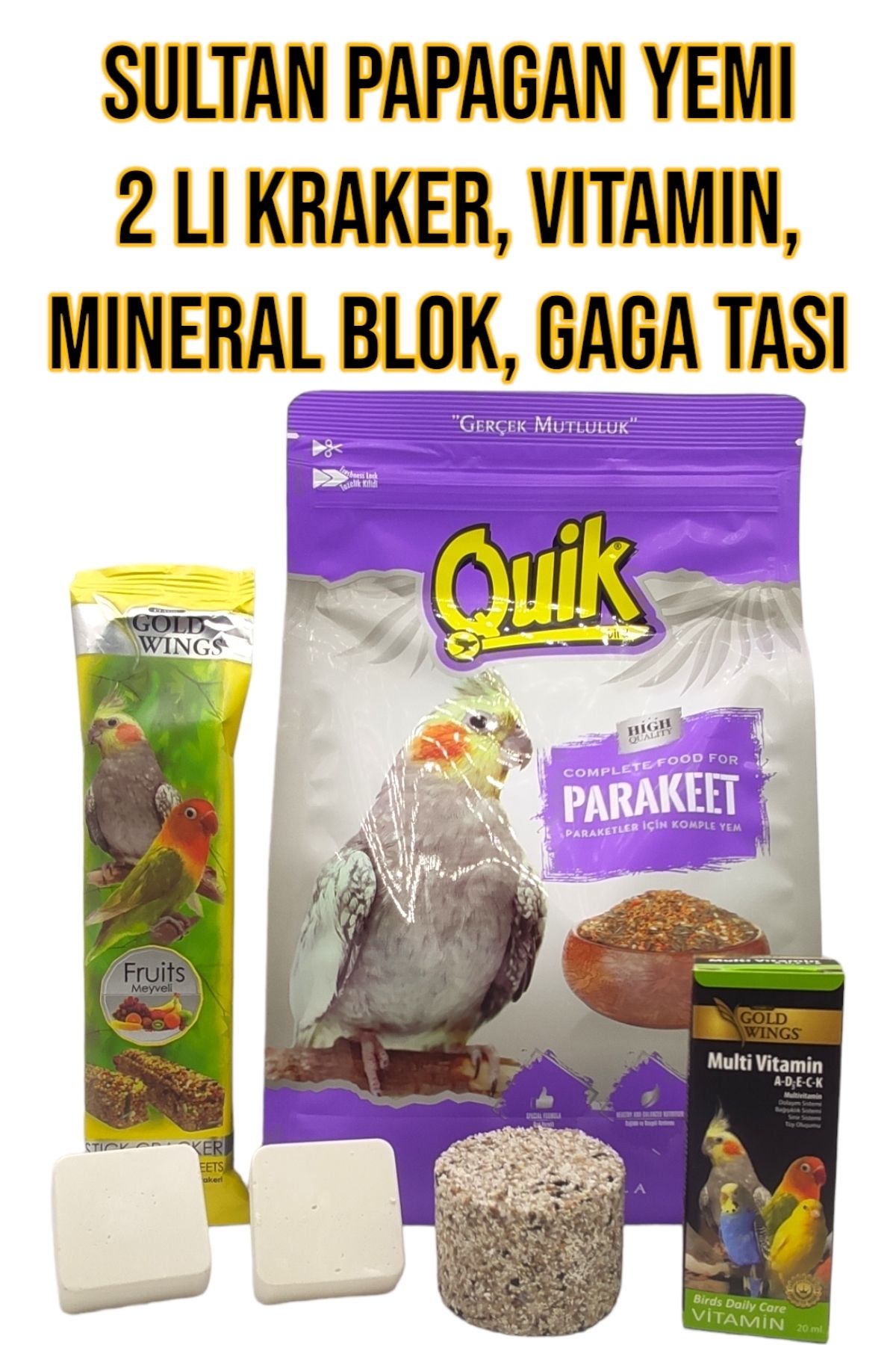 ozzipetshop Sultan Papağan Yem 750 gr, Multivitamin ve Tüy Bakım vitamini, Papağan Kumu, Mıneral Blok , Kraker