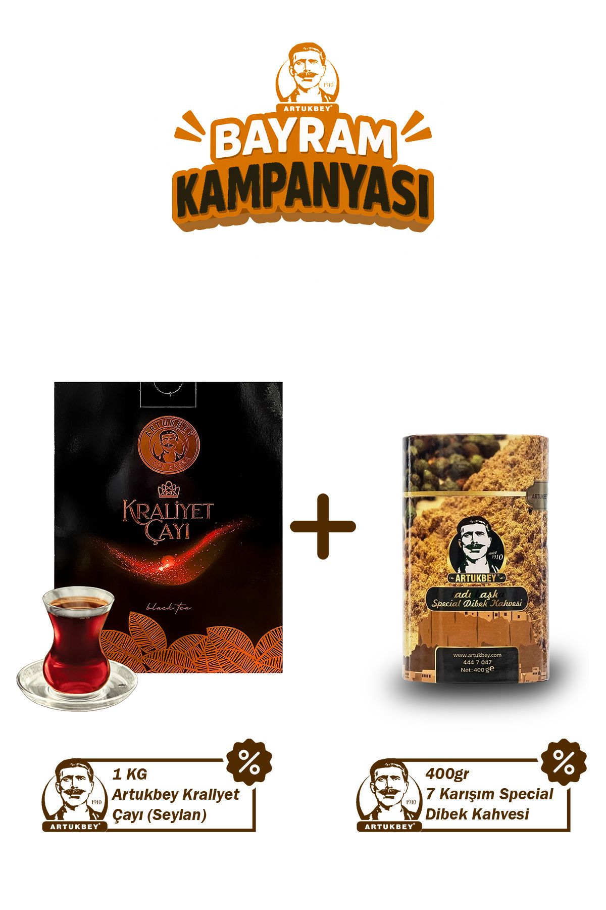 ARTUKBEY 1KG Artukbey Kraliyet Çayı + 400gr 7 Karışım Dibek Kahvesi