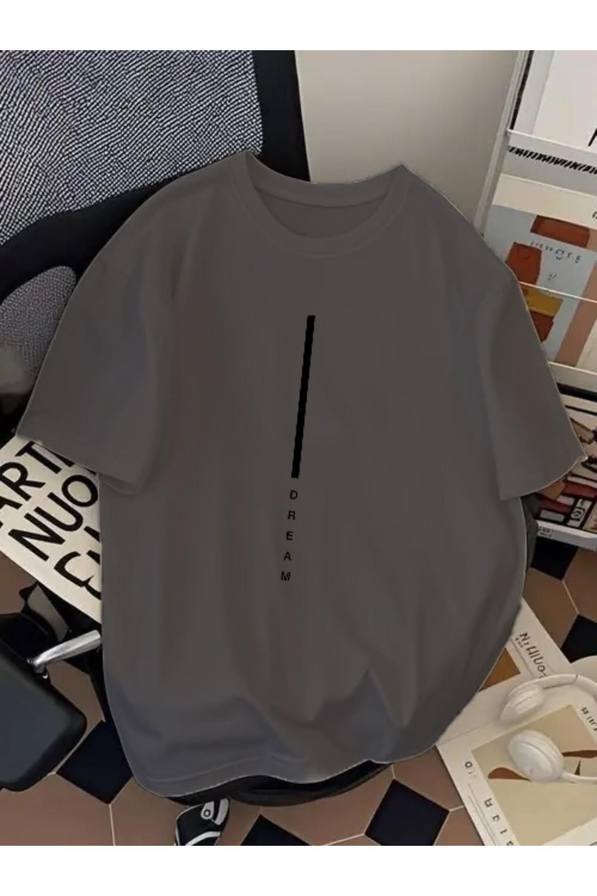EQİ Dream Siyah Çizgi Baskılı Oversize T-Shirt