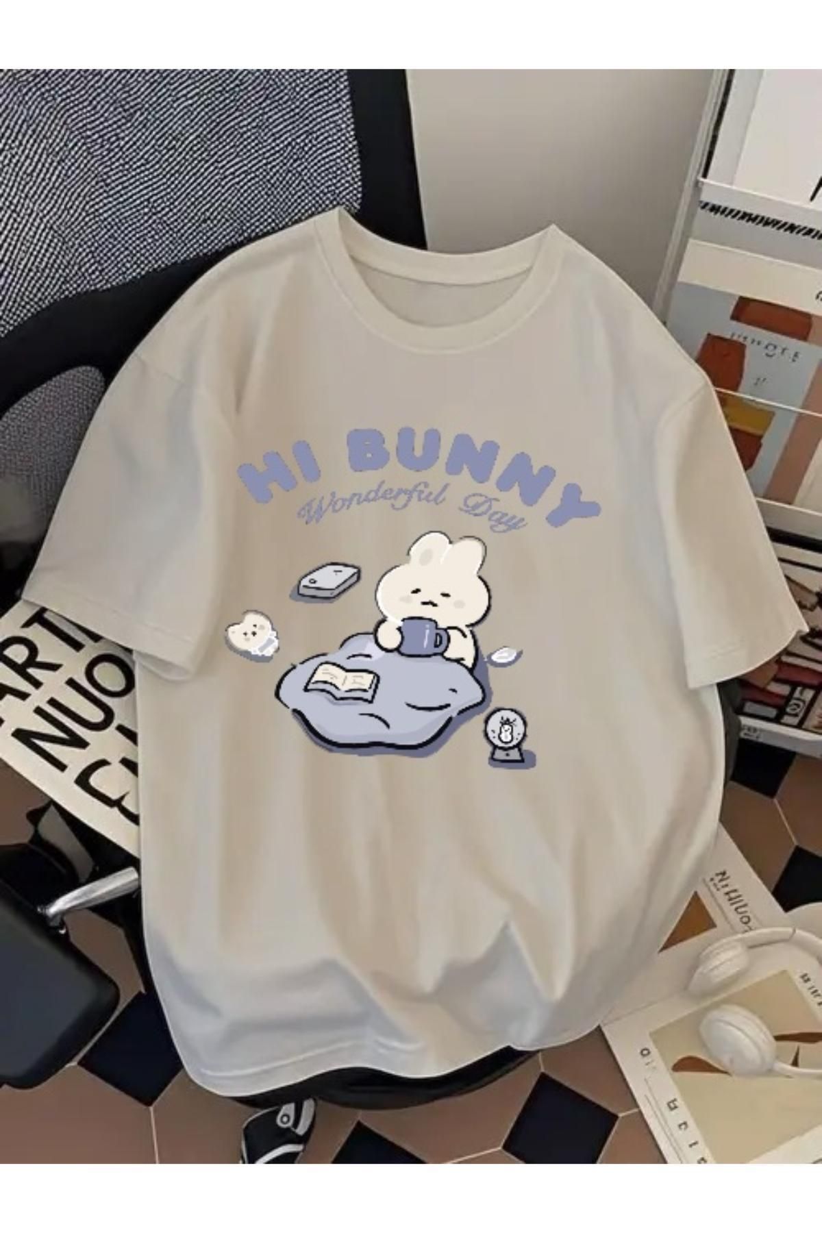 EQİ Hi Bunny Baskılı Oversize T-Shirt