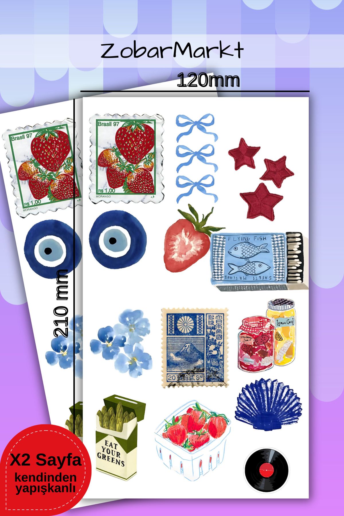 ZobarMarkt ONLINE MARKETING Strawberry Mail Sticker Set (bullet journal- ajanda - laptop)