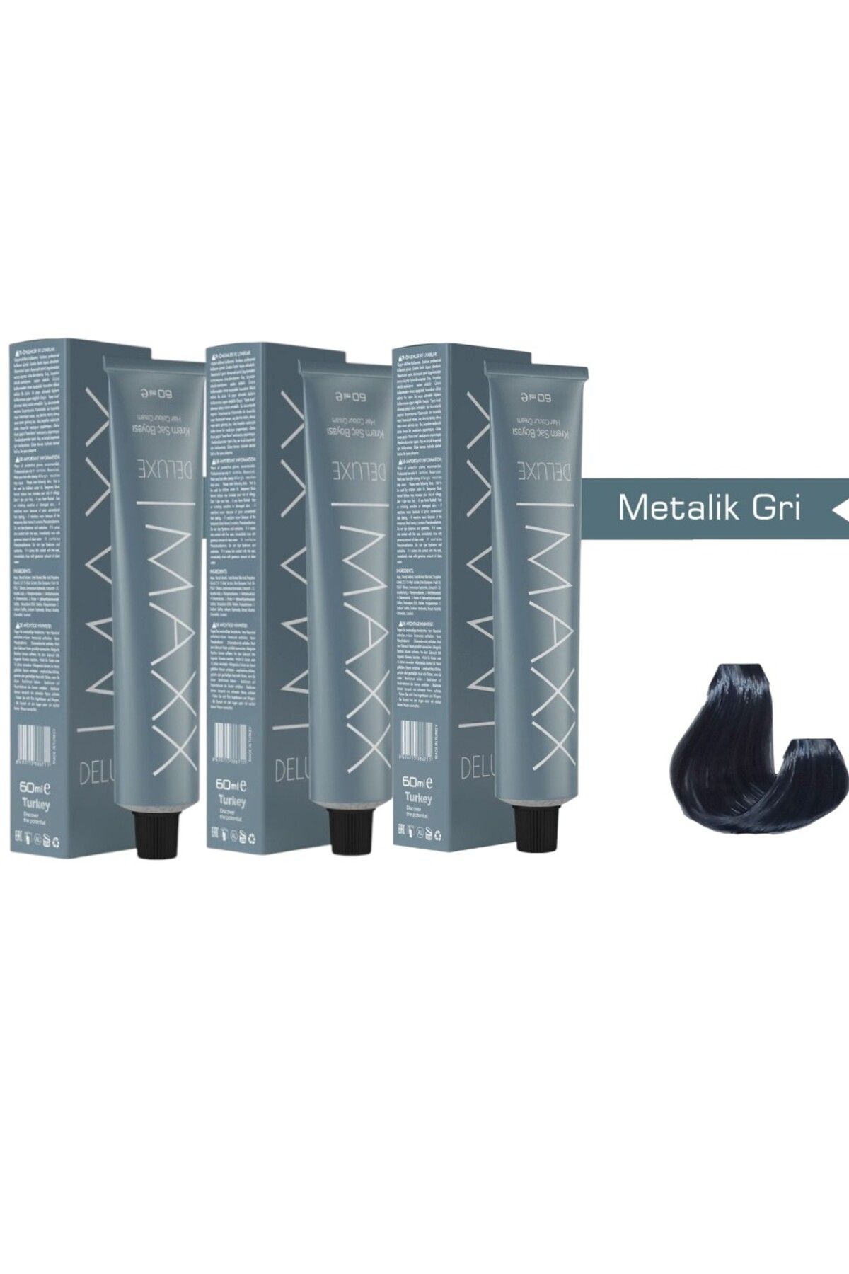 MAXX DELUXE Tüp Boya Metalik Gri 60 ml 3 Adet