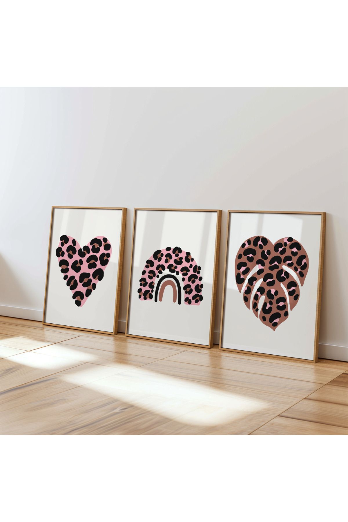 DES VU PRINT 3'lü Pembe Leopar Posteri, Leopar Pinterest Temalı Çerçevesiz Poster