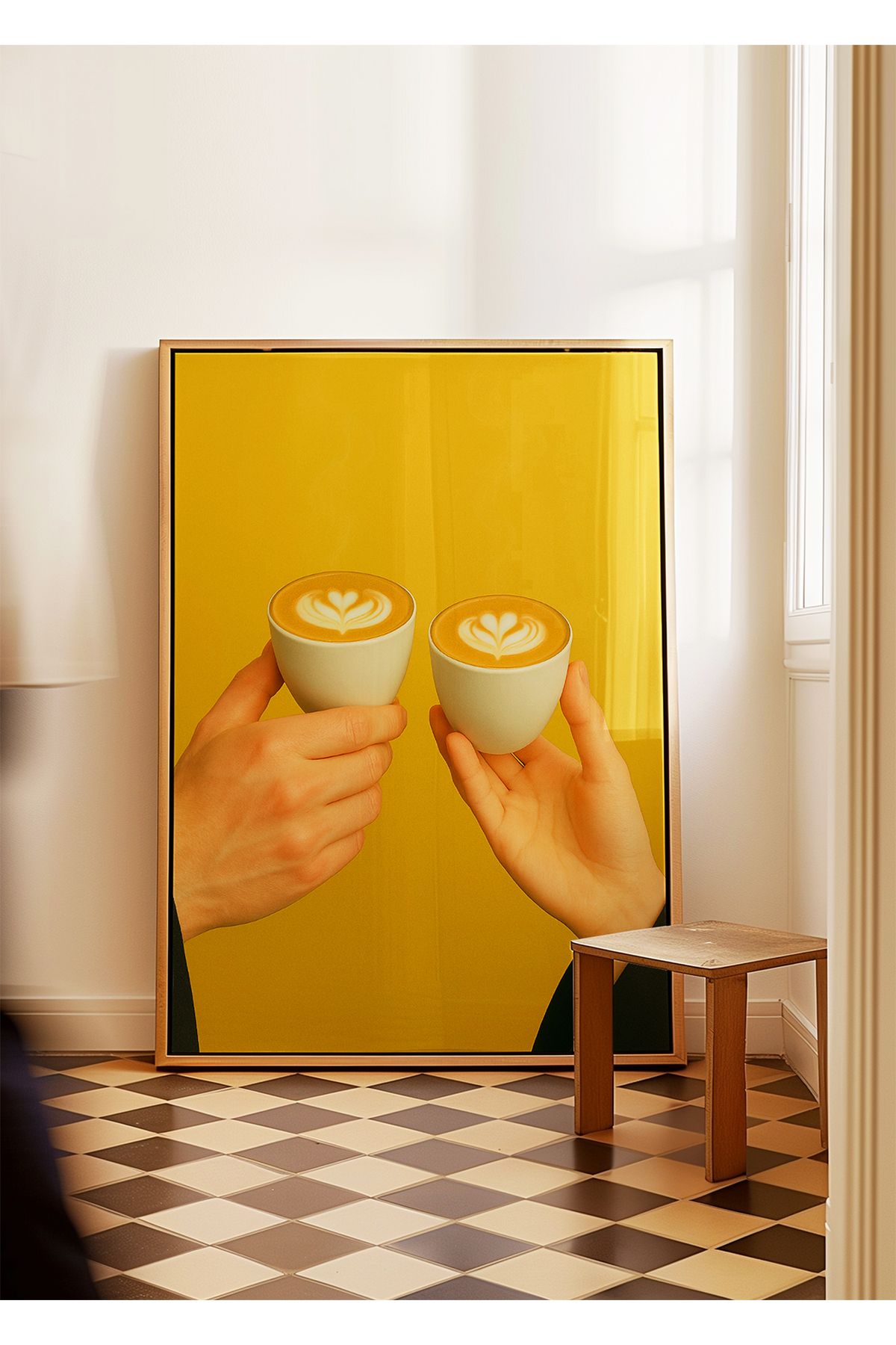 ARTHOUSECOLLECTIVE A Cup of Connection - Minimal Cortado Kahve Posteri - Tablo Ölçülerinde Çerçevesiz Poster