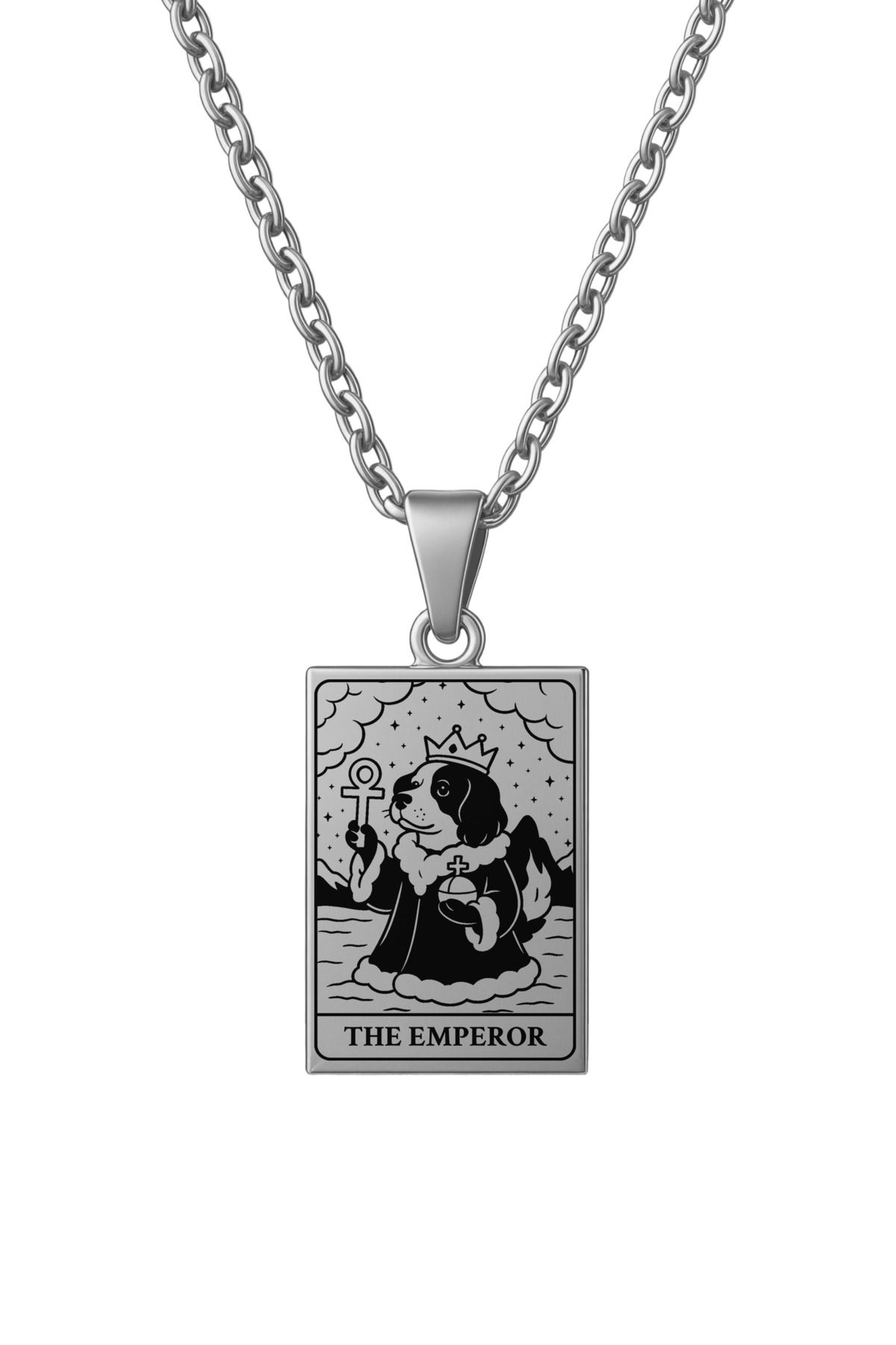 ArtinArt The Emperor - Imparator Köpek Tarot Kart | 316l Çelik Kolye