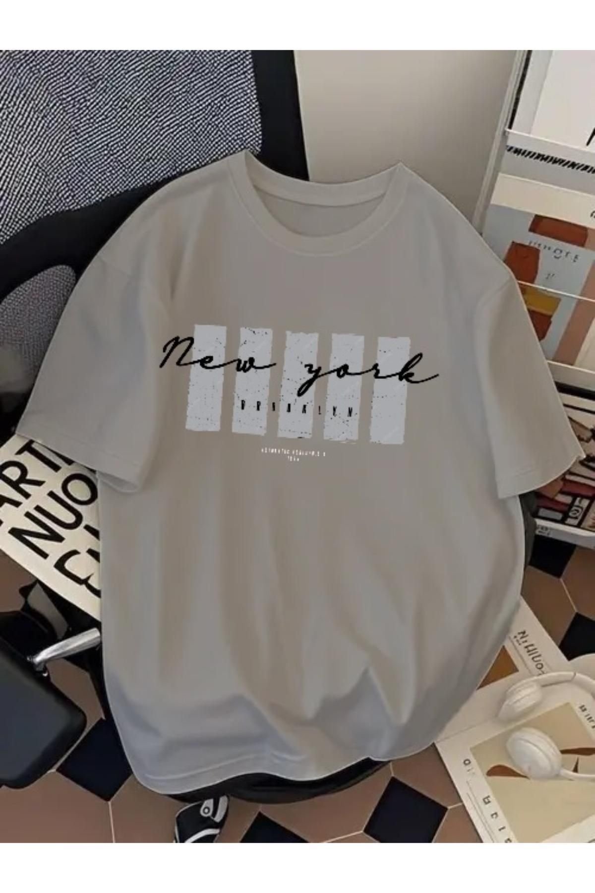 EQİ New York Brooklyn Baskılı Oversize T-Shirt