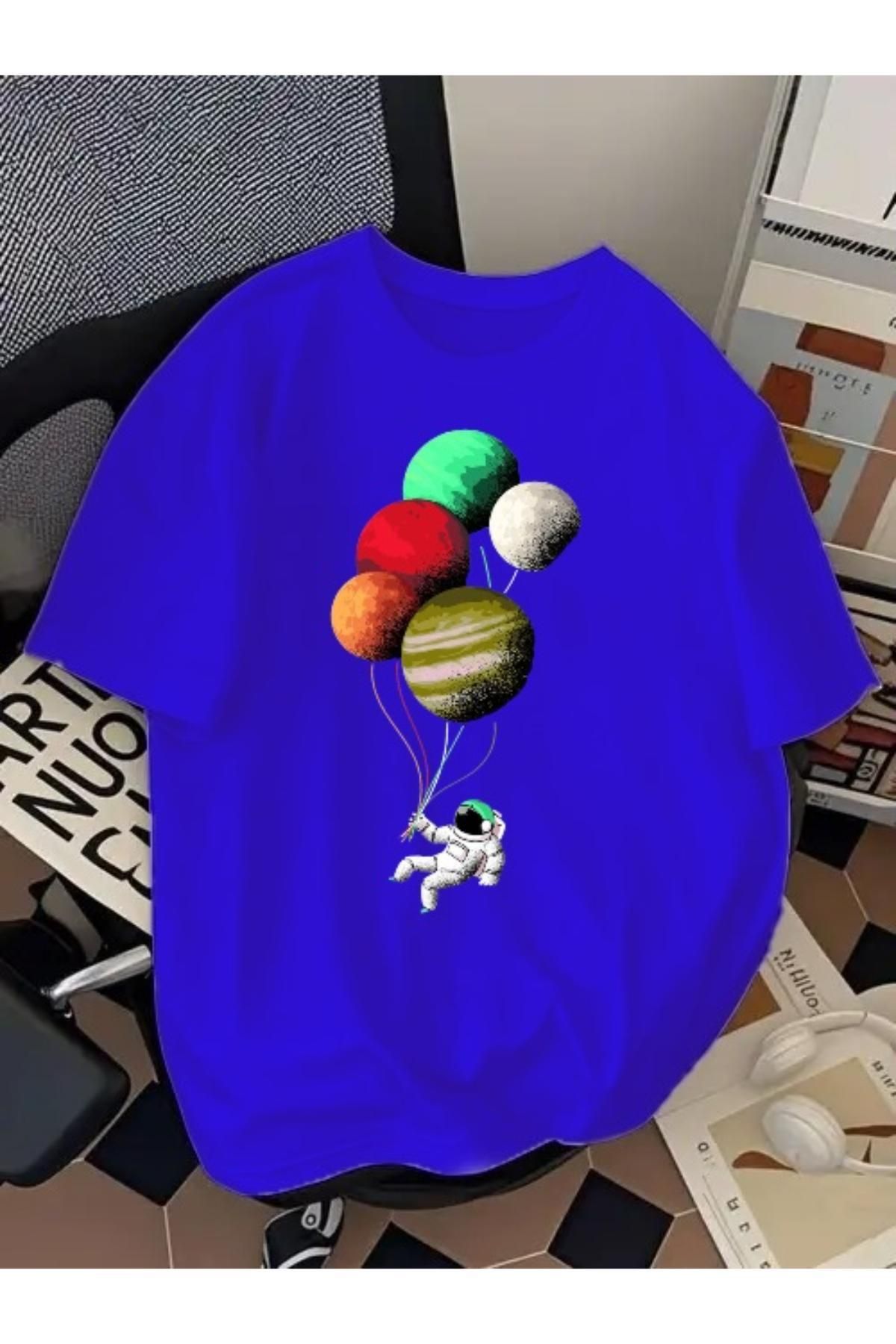 EQİ Astronot Balon Baskılı Oversize T-Shirt