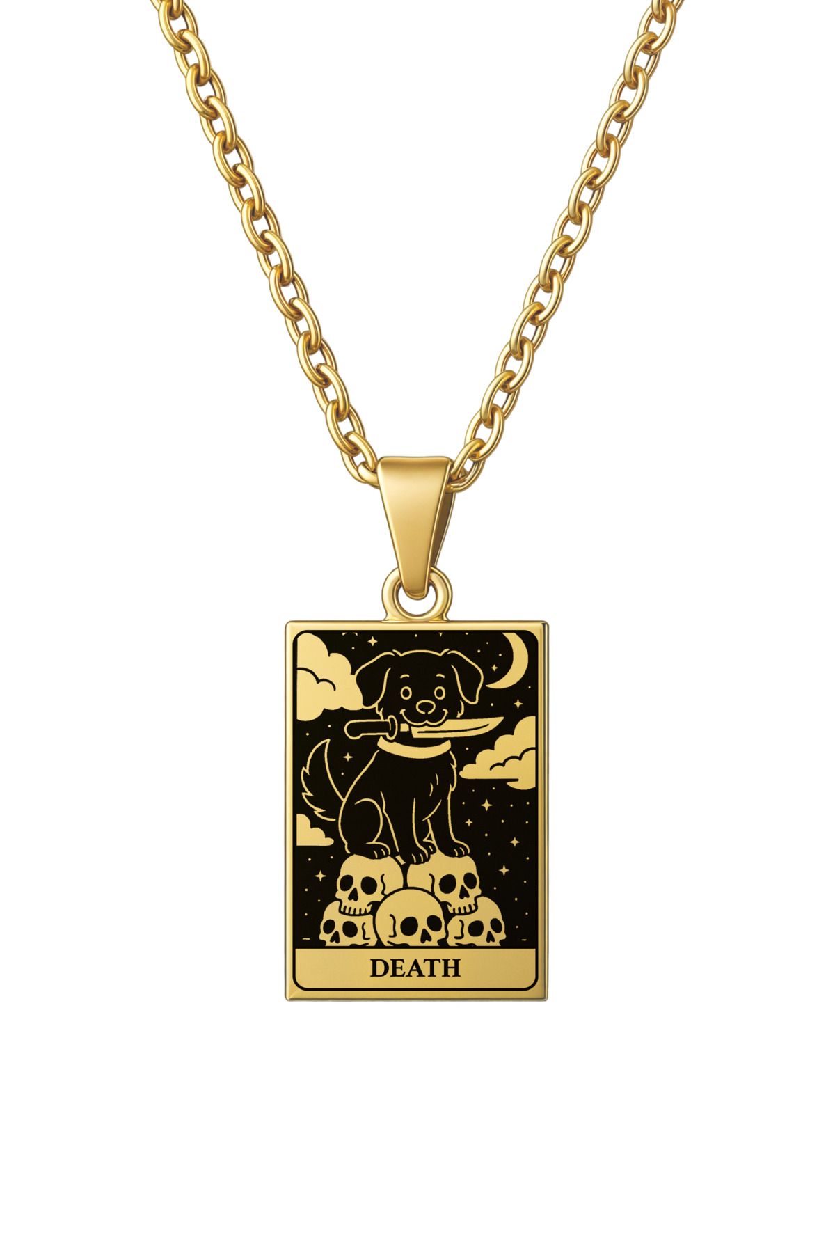 ArtinArt Death - Ölüm Köpek Tarot Kart | 316l Çelik Kolye