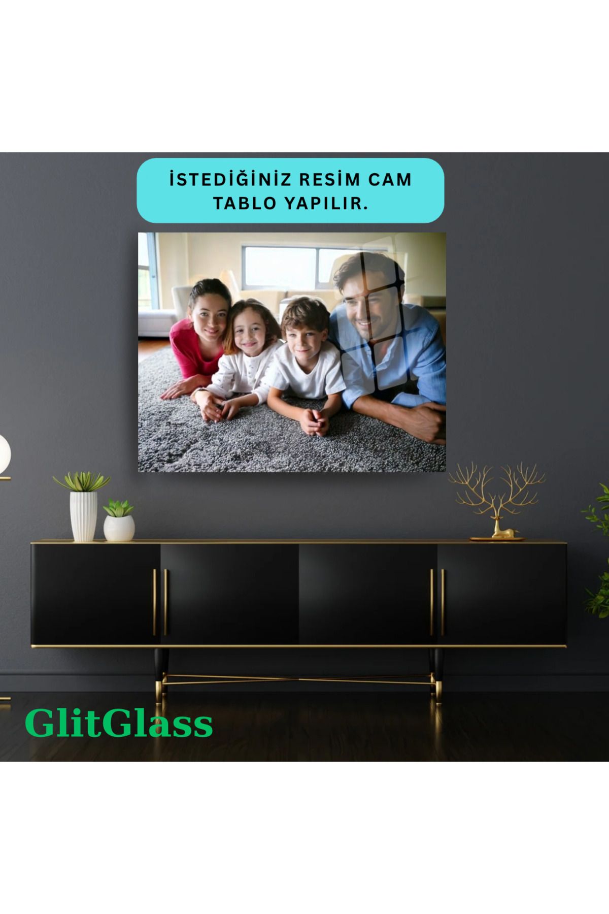 Glit Glass Kişiye Özel Cam Tablo – İstediğiniz Fotoğrafla Hazırlanır (Aile, Kişisel, Özel Anılar)