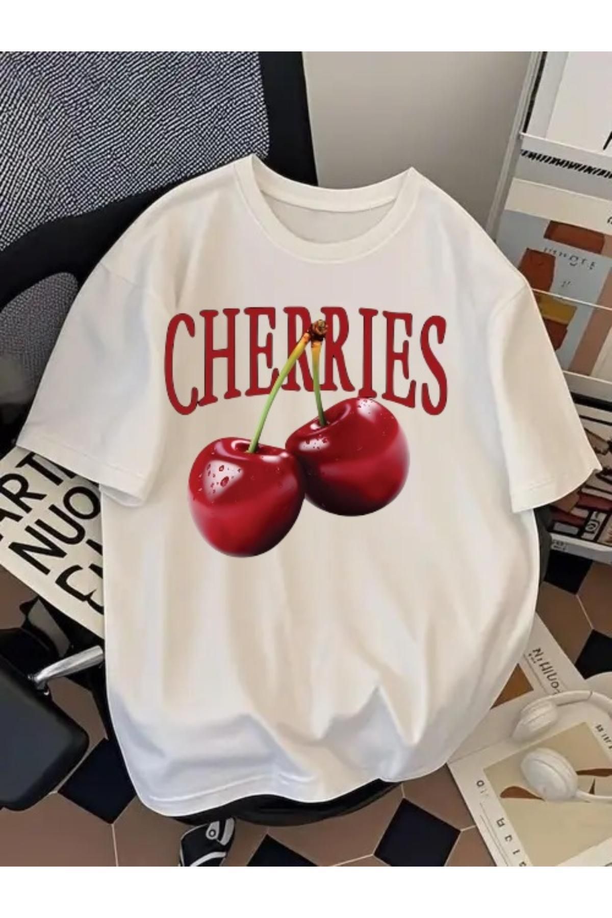 EQİ Cherries Baskılı Oversize T-Shirt