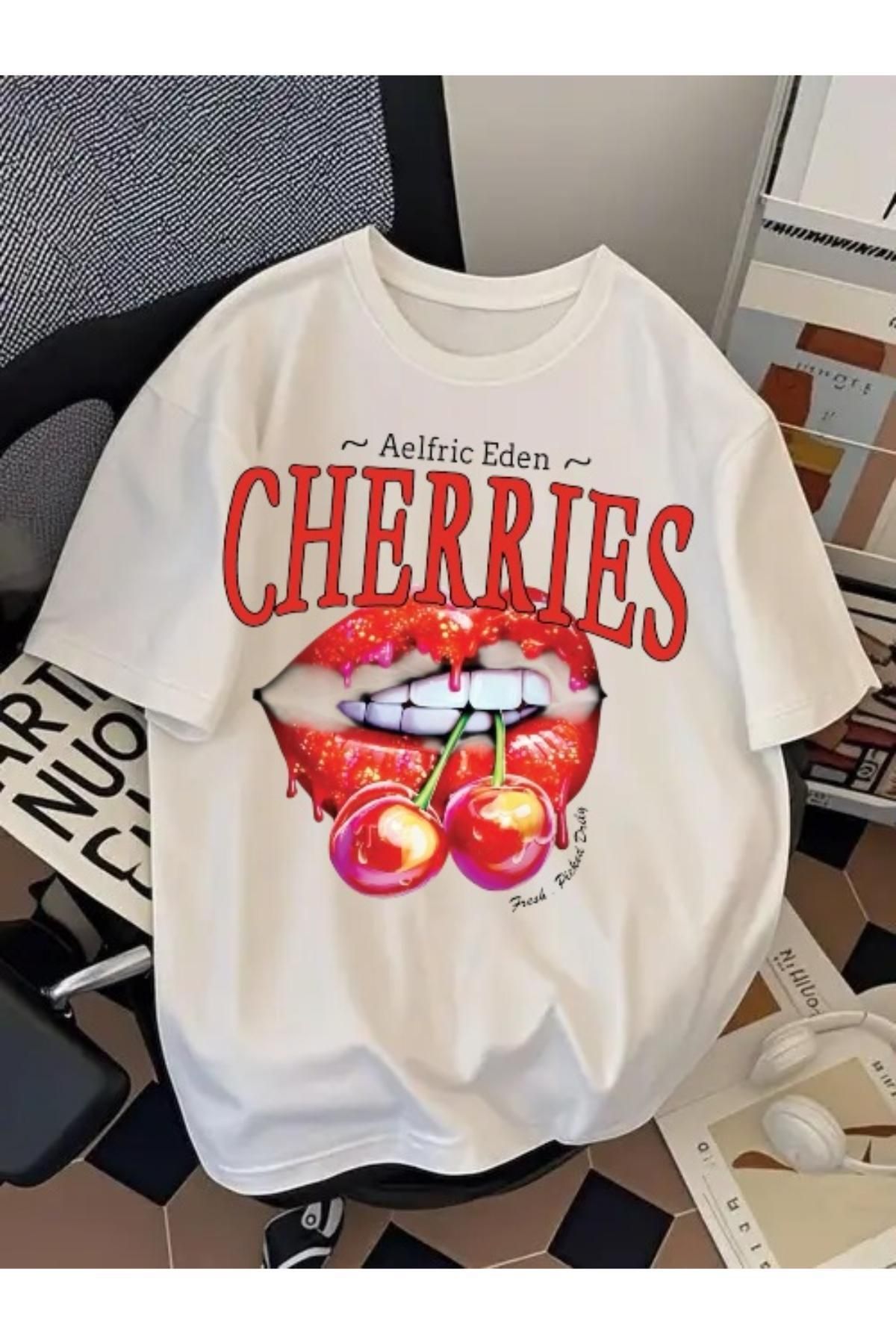 EQİ Cherries Baskılı Oversize T-Shirt