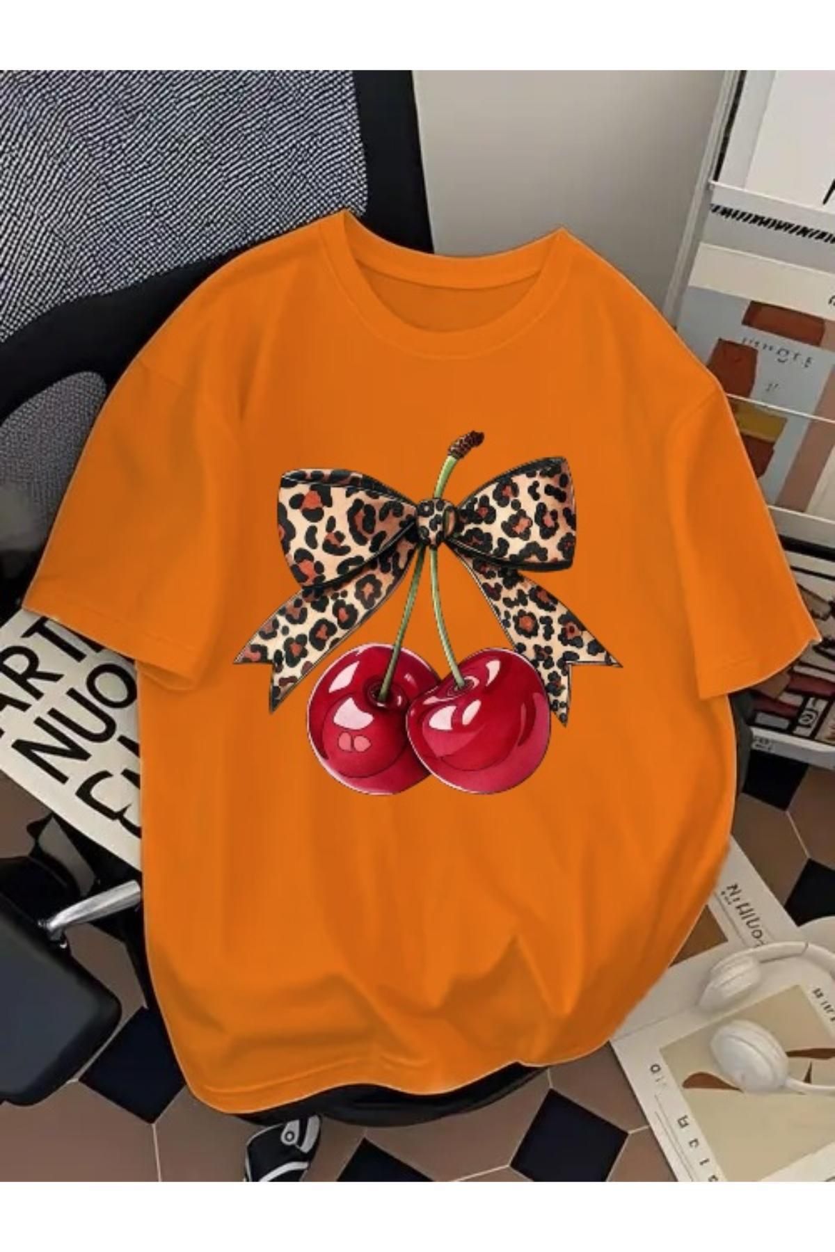 EQİ Cherry Baskılı Oversize T-Shirt