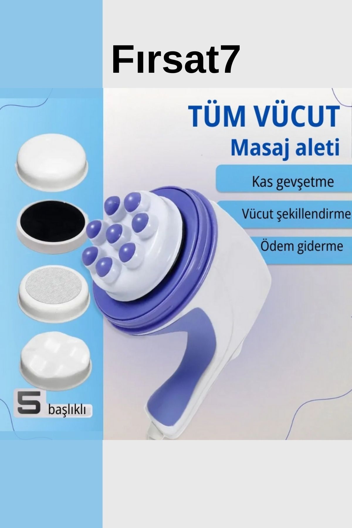 Fırsat7 5 Başlıklı Ve Tüm Vücut Masajı Aleti Vücut Şekillendirme Ödem Giderme Kas gevşetme