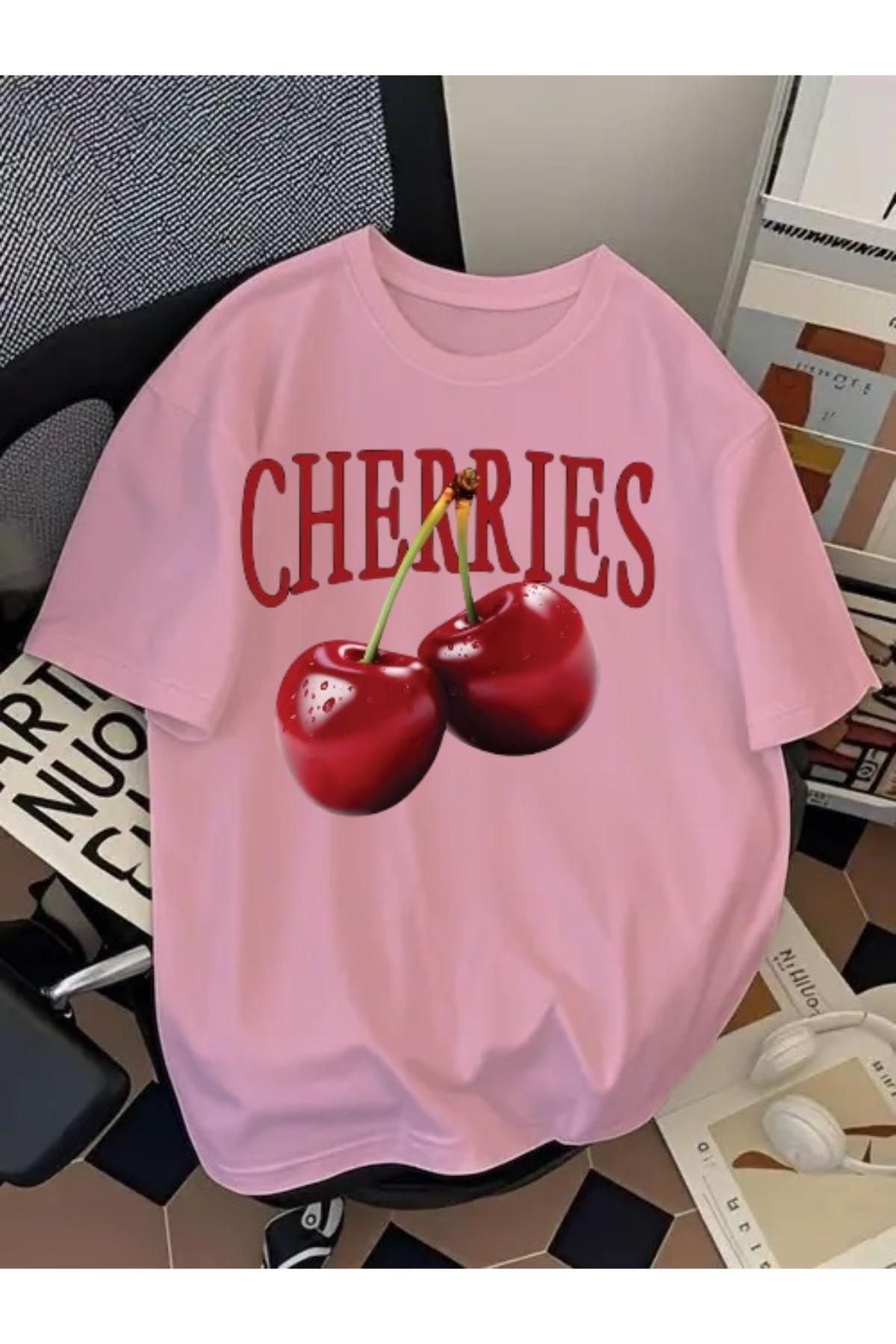 EQİ Cherries Baskılı Oversize T-Shirt