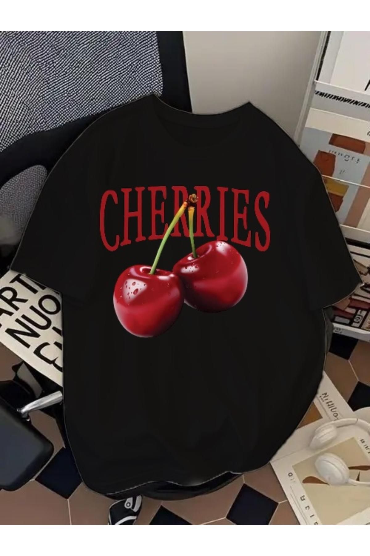 EQİ Cherries Baskılı Oversize T-Shirt