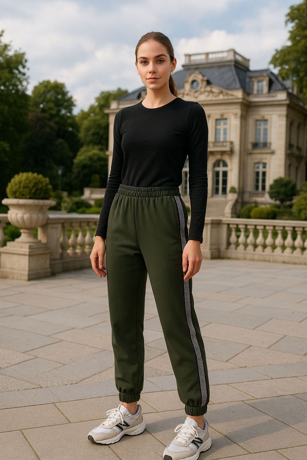 VENTİUP Sparkle Side Taş Detaylı Jogger Eşofman Altı