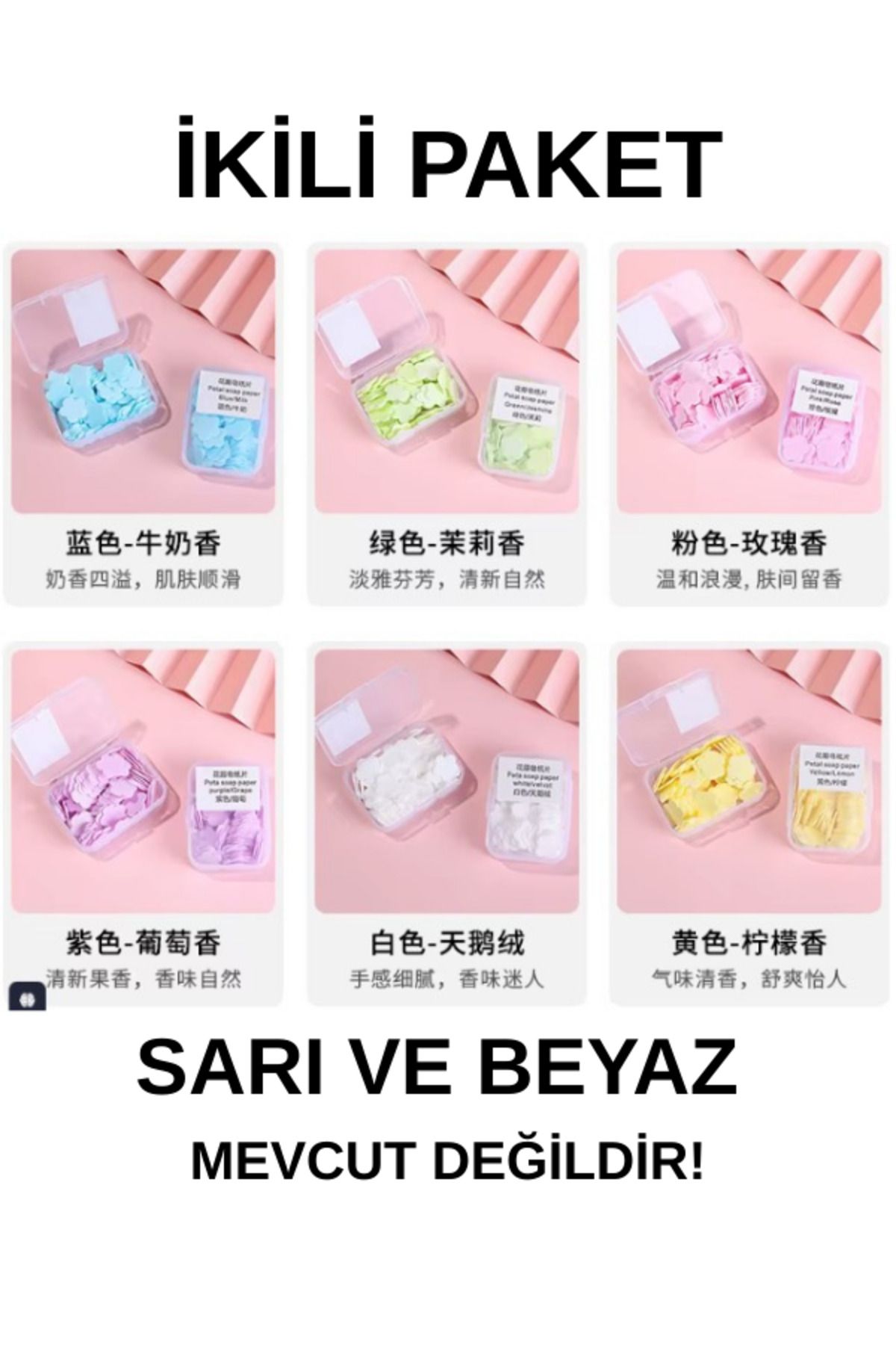 madamini Sihirli Sabun 2 li Paket 200 Yaprak Parfümlü Eriyen Mini Kağıt Sabun Öğrenci Çocuk Okul Dezenfektan