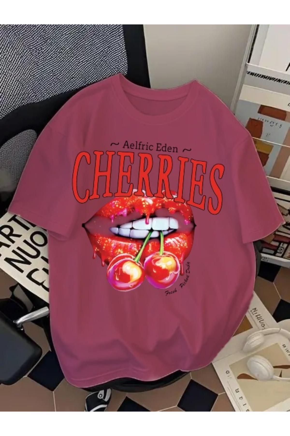 EQİ Cherries Baskılı Oversize T-Shirt