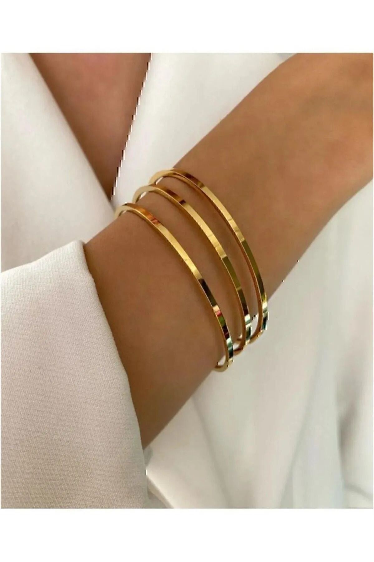 LAVİNYAMJEWELLERY Altın Renk 3 Adet İnce Ajda Bilezik, Bileklik